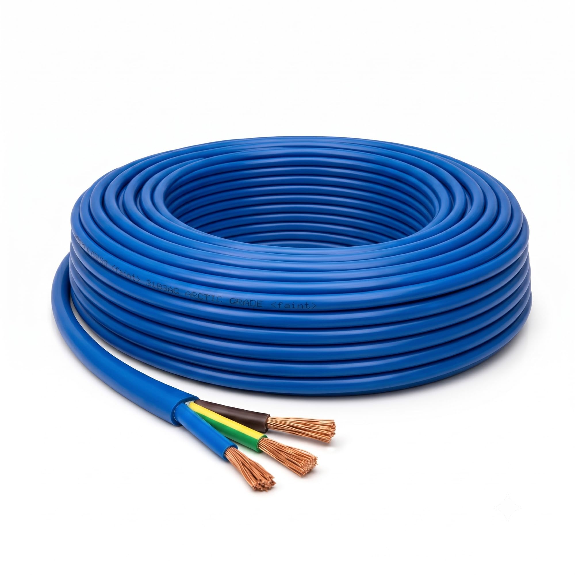 LampStation Arctic Grade Cable 1.5mm 3 Core Blue Caravan Hook Up Flex 60m