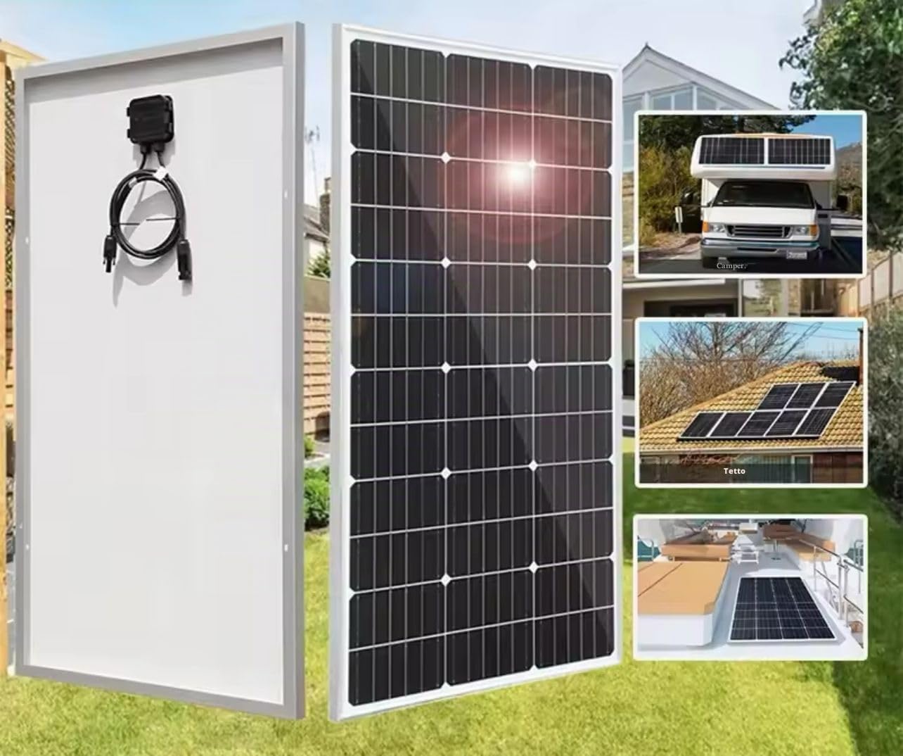 Kit Fotovoltaico Pannello Solare Mono .2x 250W Regolatore di Carica Solare da 30A,Inverter 3000w 12v Cavo Solare da 2.5M, per Camper, Roulotte,Chalet,Abitazione