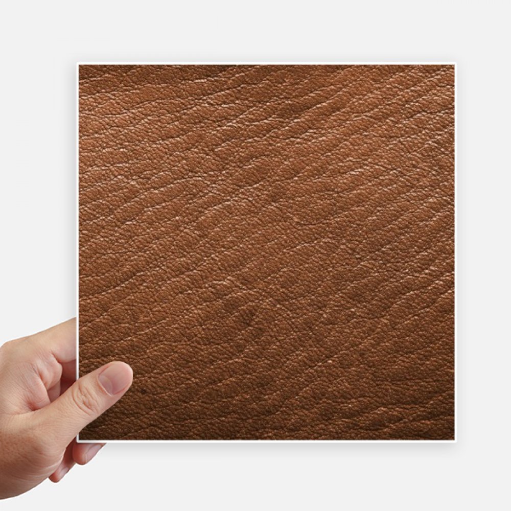 Autocollants carrés en cuir brun 20cm pour mur et valise lot de 4