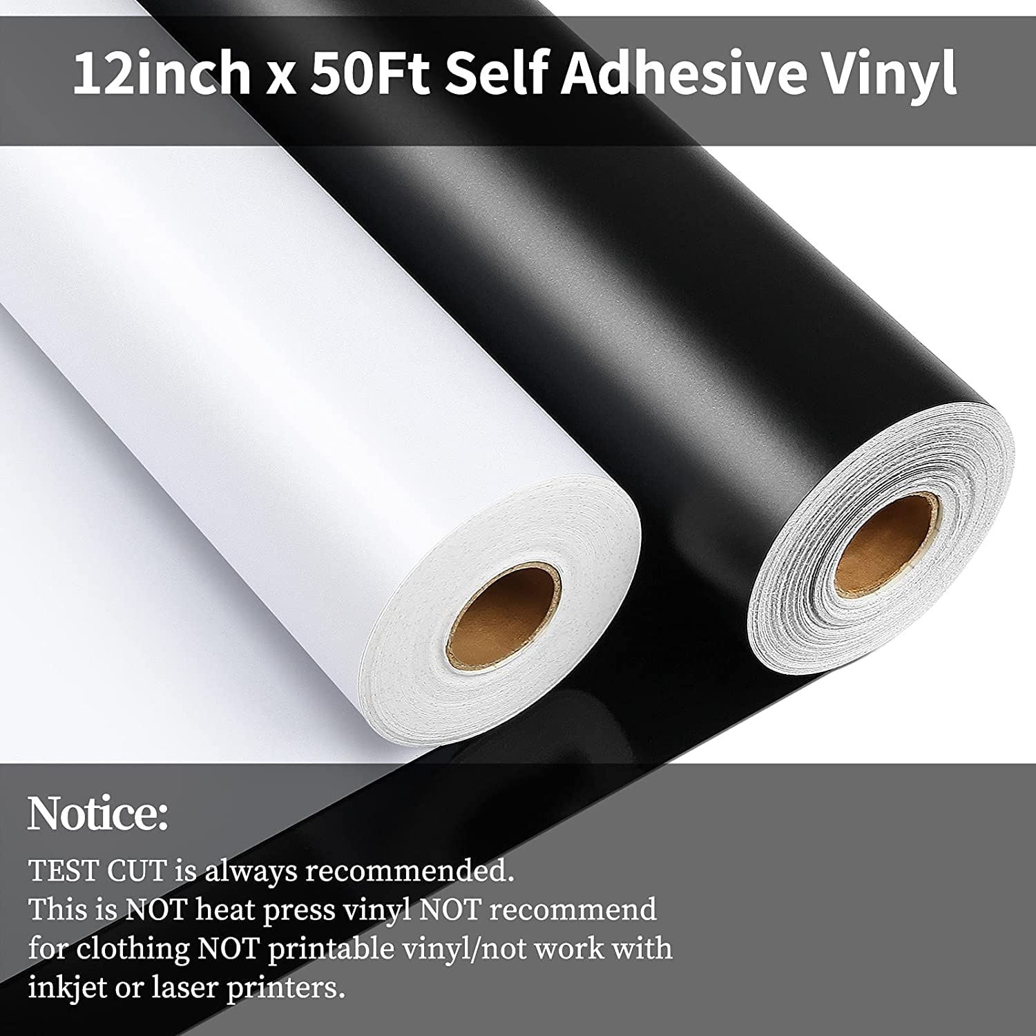 Lya Vinyl Pellicola in vinile per plotter Cricut, bianco opaco, 30,5 cm x 1525 cm (50 piedi), per CRI-Cut, Silhouette Cameo, pellicola in vinile per taglierina artigianale