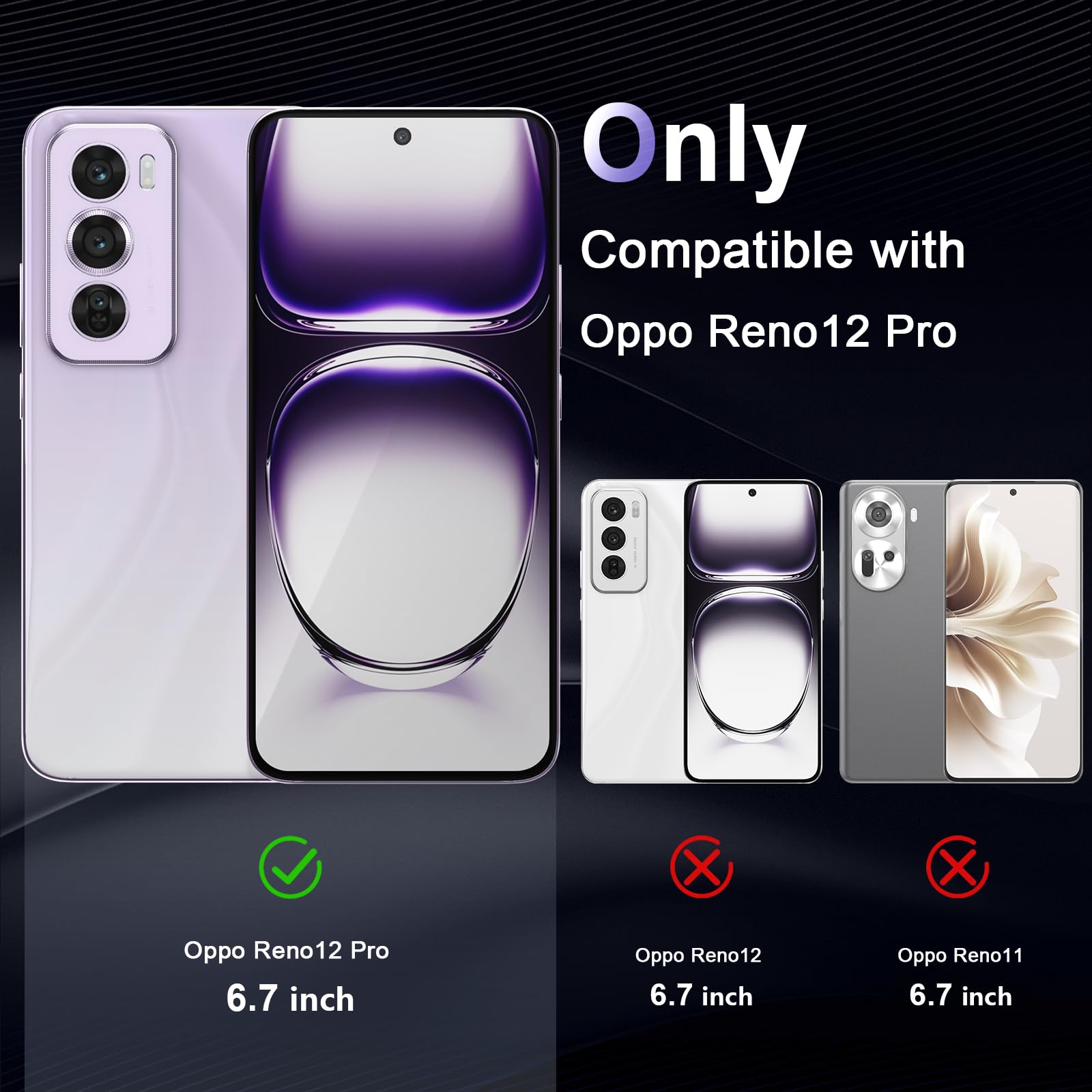 Etui na Oppo Reno 12 Pro 5G, Militarna Ochrona Przed Upadkiem, Odporne na Żółknięcie, Ultracienkie Przezroczyste Etui z Twardego PC Antyzarysowaniowe, Antywstrząsowe