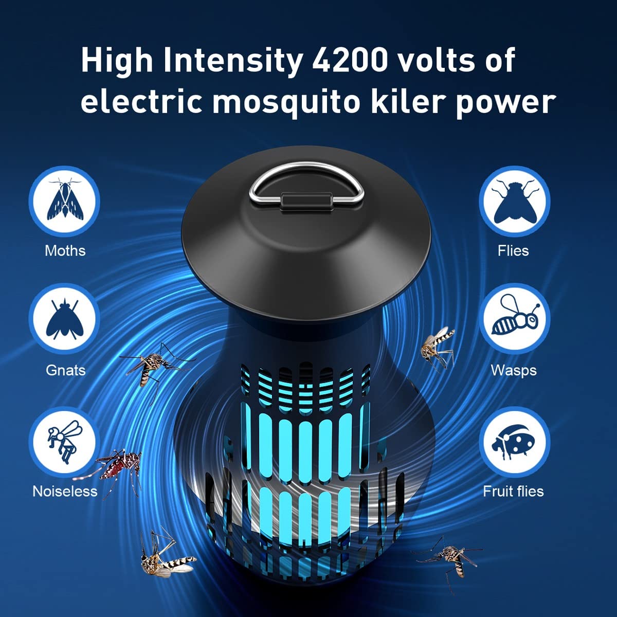 Insektenvernichter, Mückenlampe mit 360°-Mückenlockstoff, physikalische Mückenbekämpfung, Fliegenfallen, Insektenvernichter für Terrasse