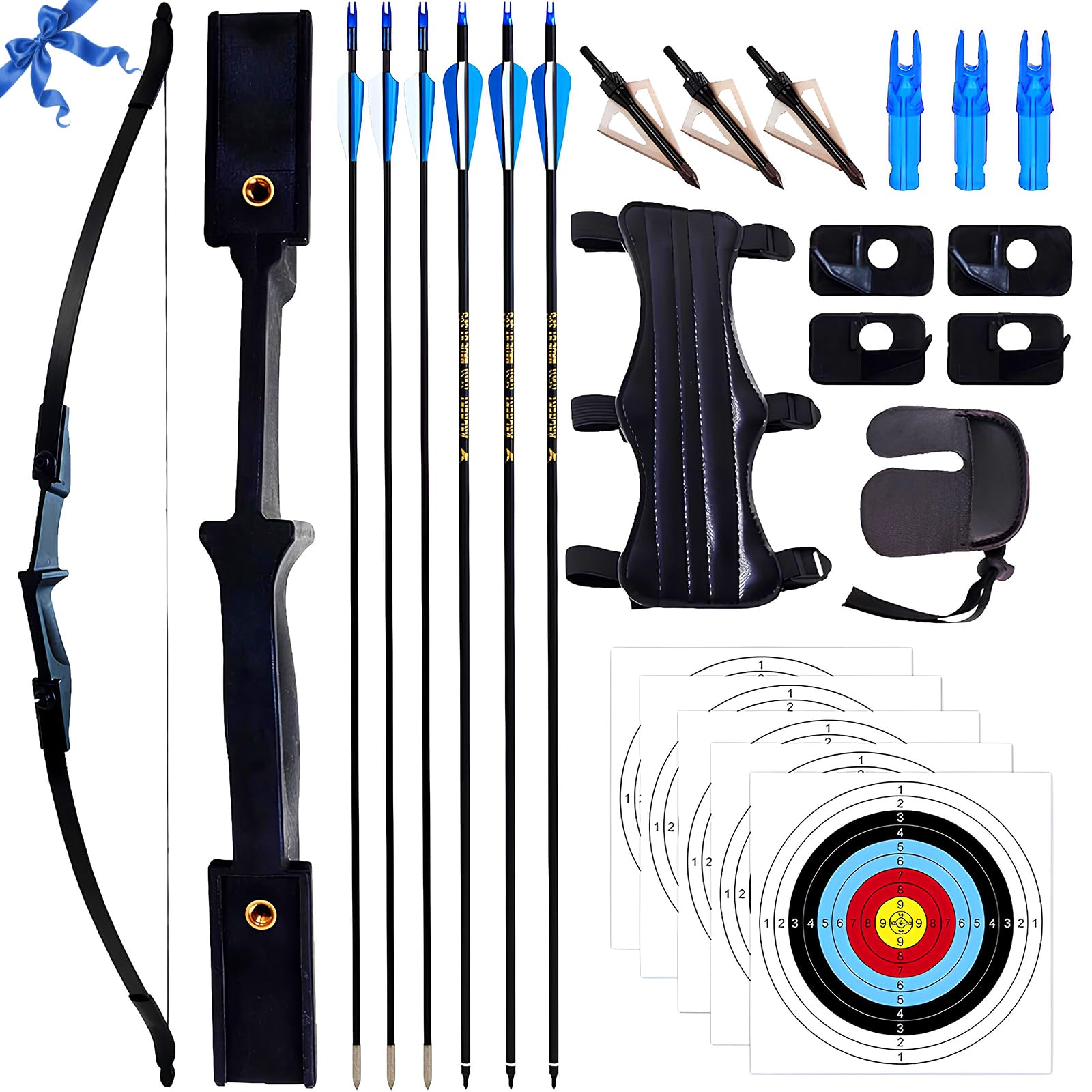 Archery Bow and Arrow - 53" Takedown Ambidextrous 20LBS/30LBS/40LBS Recurve Bow for Adults Left and Right Handed, Archery Set for Outdoor Target Hunting Training Practice