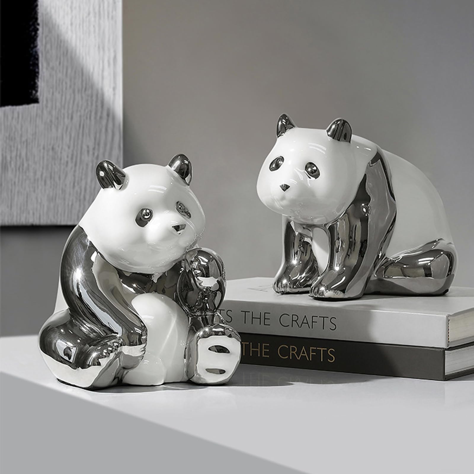Decorazione con Scultura di Animali, Statuette Decorative in Ceramica, Statuette Decorative Moderne, sculture per la Decorazione di Soggiorno, libreria, Camera da Letto, Ufficio, Argento B