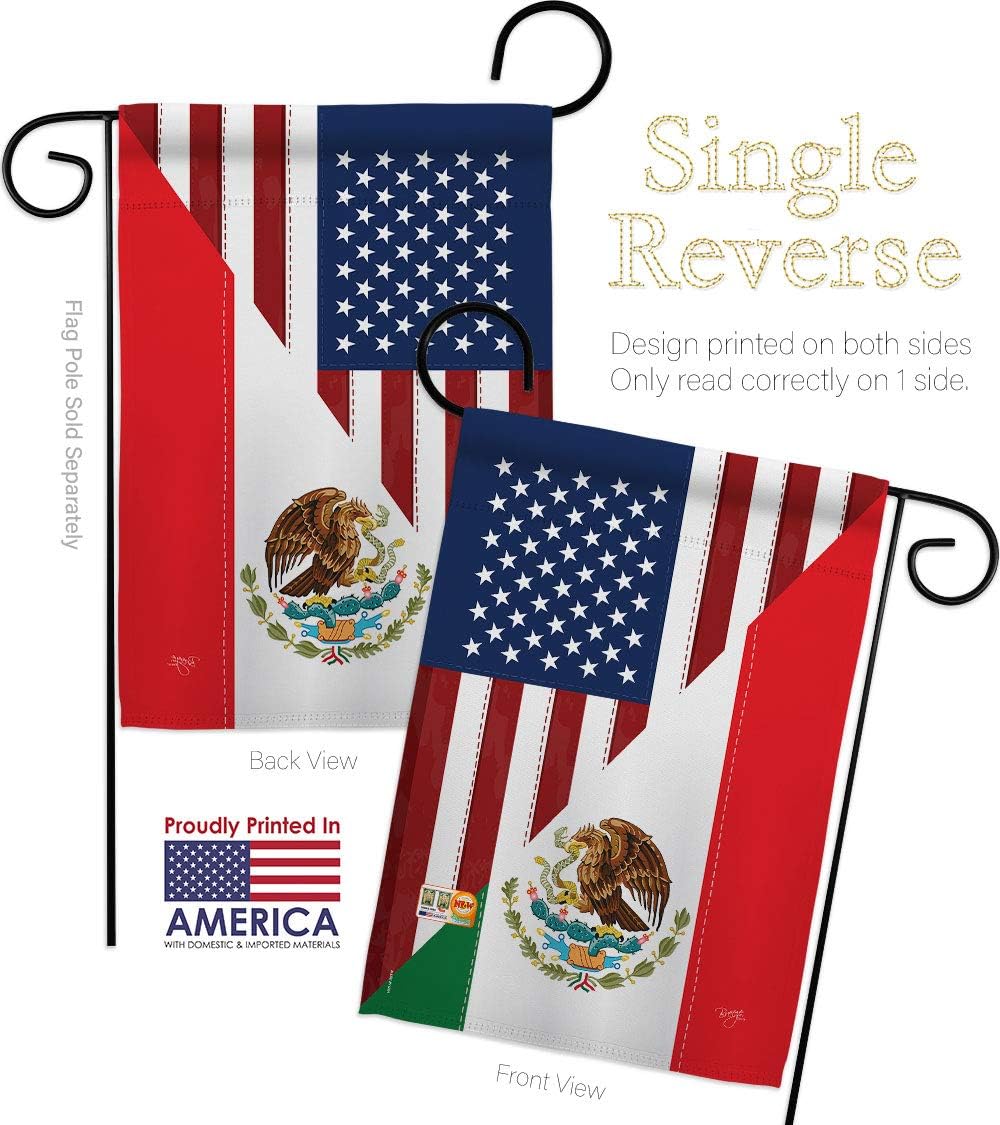 US Mexico Friendship Garden Flag Set Wall Hanger Regional USA American Alliance World Country Particular Area Small Decorative Gift Yard House Banner Made In 13 X 18.5