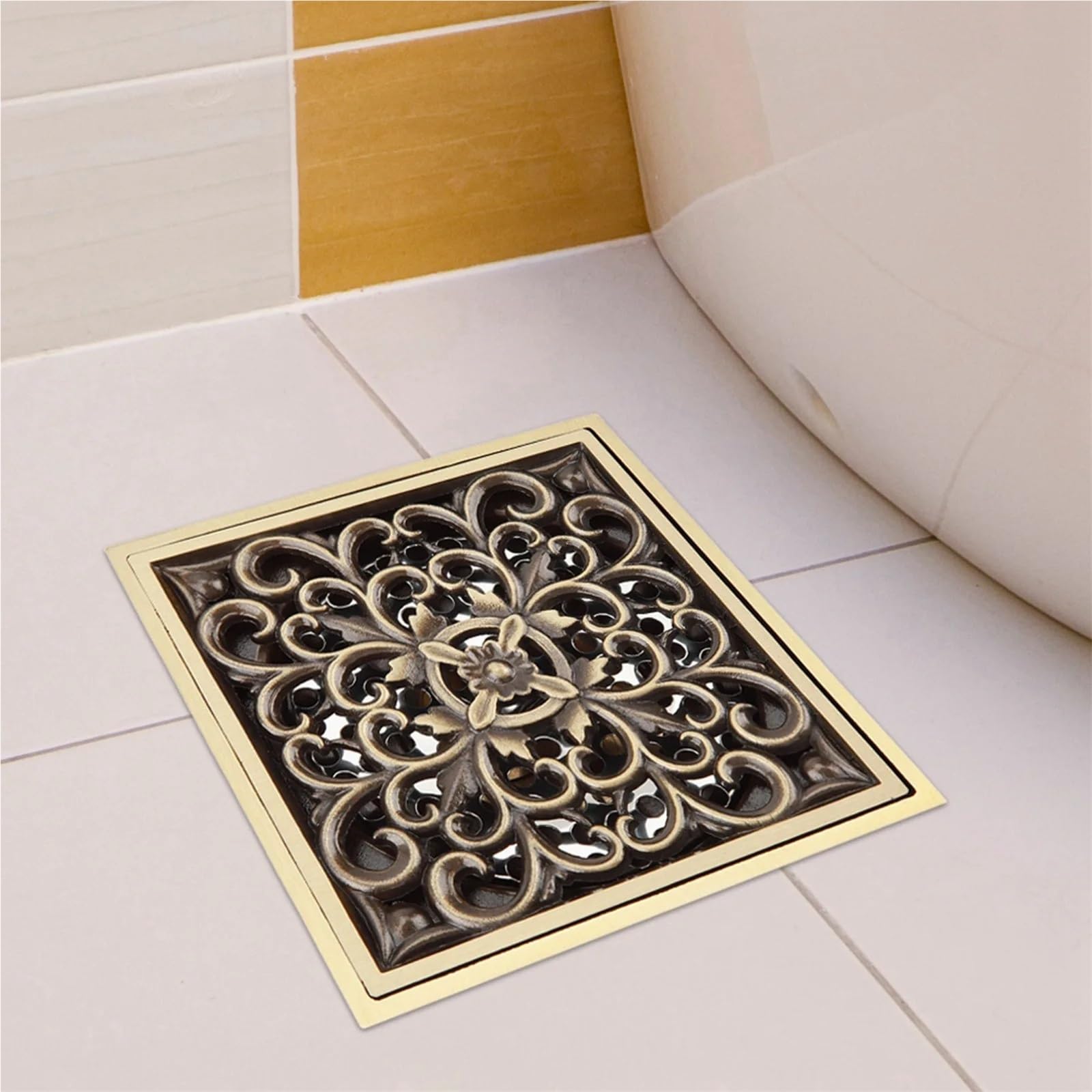 Sumidero Ducha Desagüe de Suelo Ducha latón Antiguo 10 cm, colador desagüe for baño, Rejilla Cubierta(Style 3)