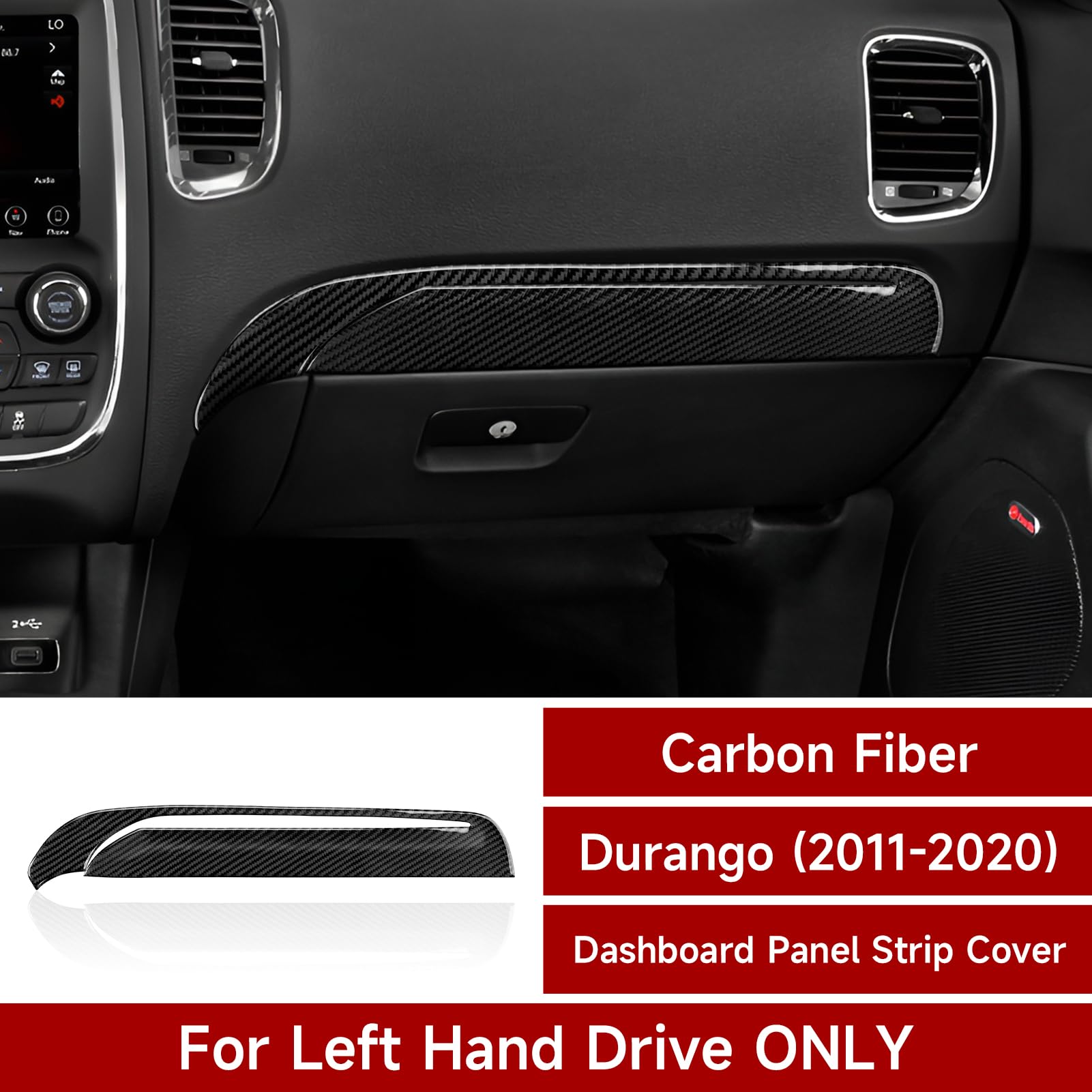 Carbon Fiber Glove Box Handle Cover For Dodge Durango 2011-2022 - ABS Plastic Trim