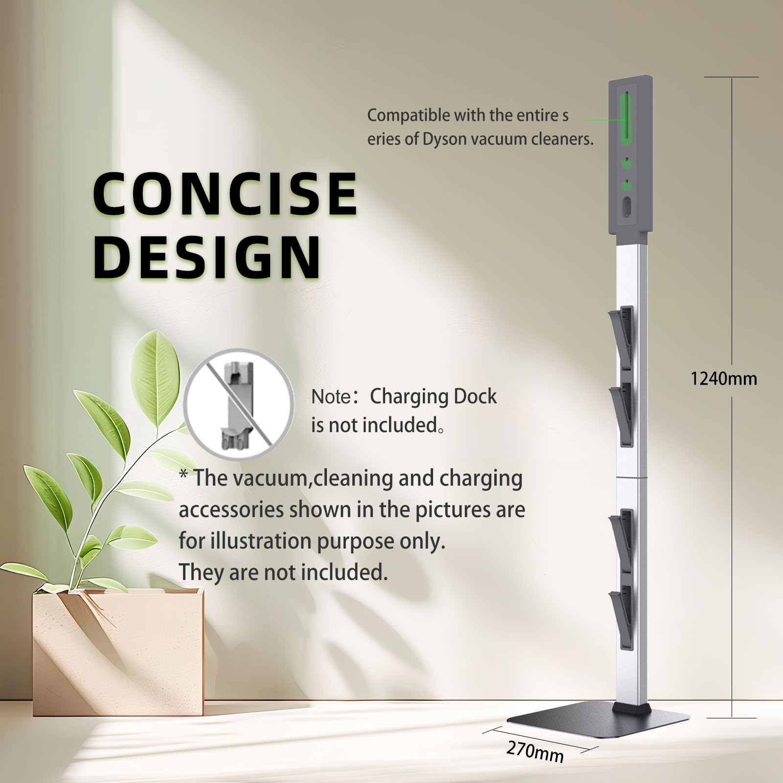 AIKOLZON Vacuum Stand V6 V7 V8 V10 V11 V12 V15 Stable High Strength Aluminum Storage Bracket Handheld DC30 DC31 DC34 DC35 DC58 DC59 DC62 Cordless Vacuum Cleaners Accessories (White)