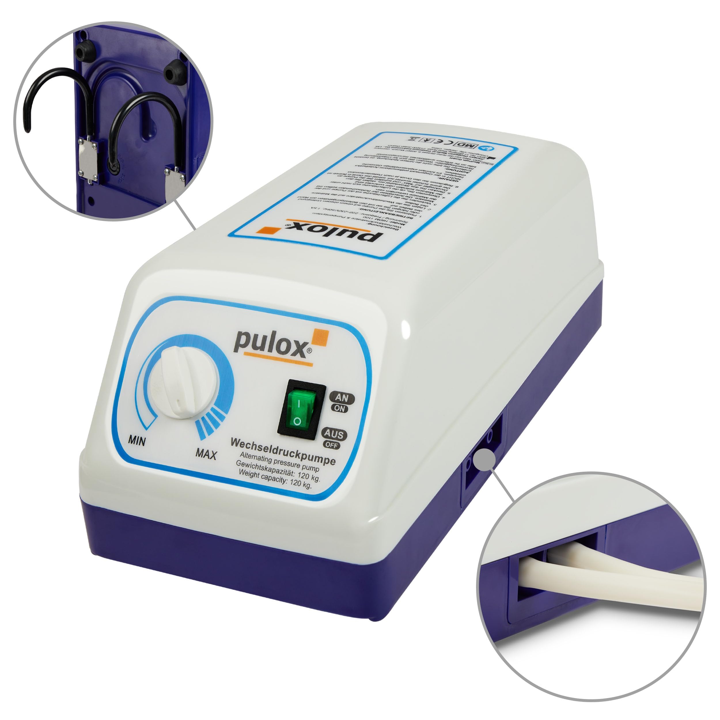 Pulox Materasso Antidecubito - Sistema di supporto completo con pompa - Materasso a Pressione Alternata con compressore