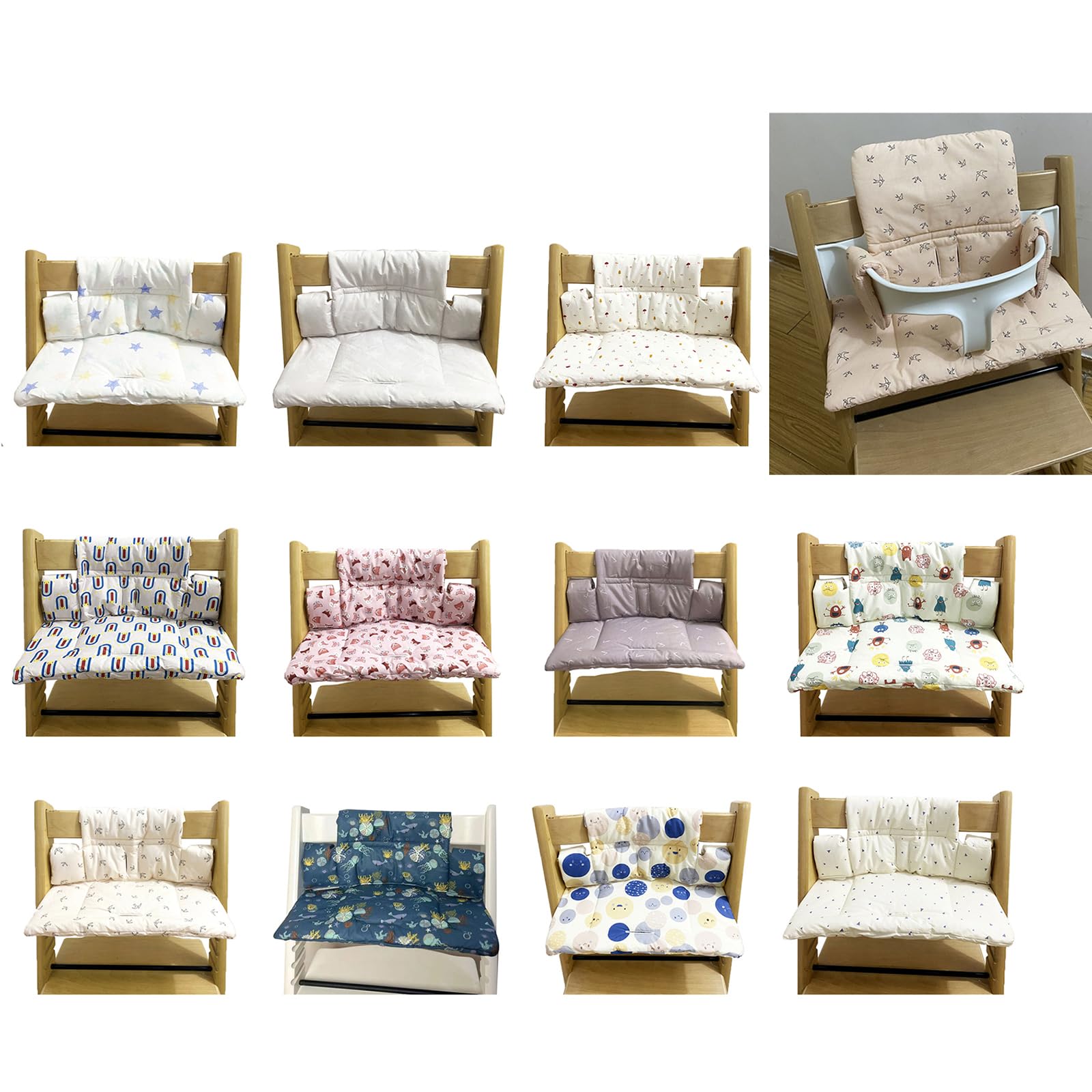 Cotton Seat Covers for Toddler Infant Boy Girl High Chair Cushion High Chair Accessories Baby Seat Cover with Graphics Comfortable Baby Cushion