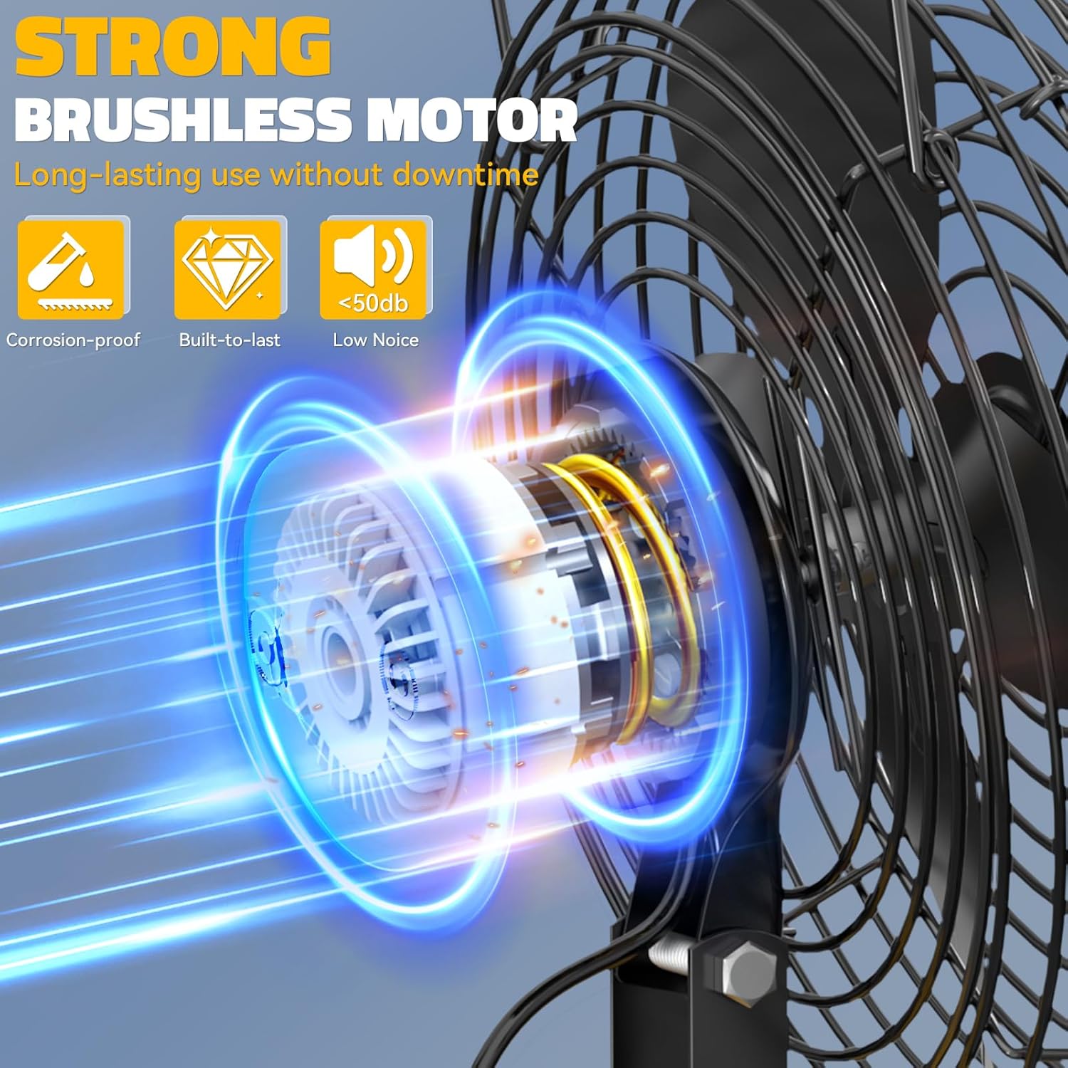 Ecarke 8 Inch Cordless Jobsite Fan Compatible with DeWALT 20v,2-Speed Powerful Cooling Fans,Portable Battery Fans with USB&Type-C Charging Port for Garage, Basement,Construction Jobsite Camping Fan