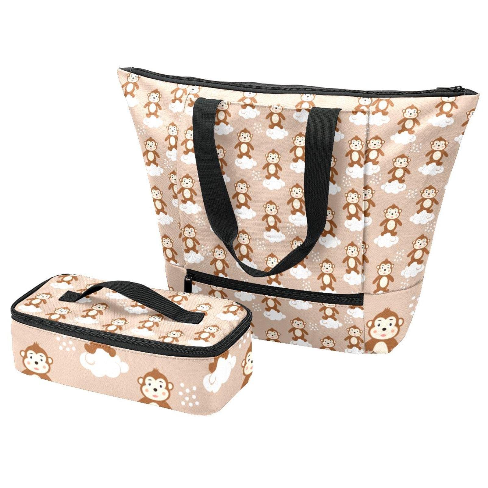 Sac fourre-tout et boîte à déjeuner à motif de lotus idéal pour le travail et le pique-nique