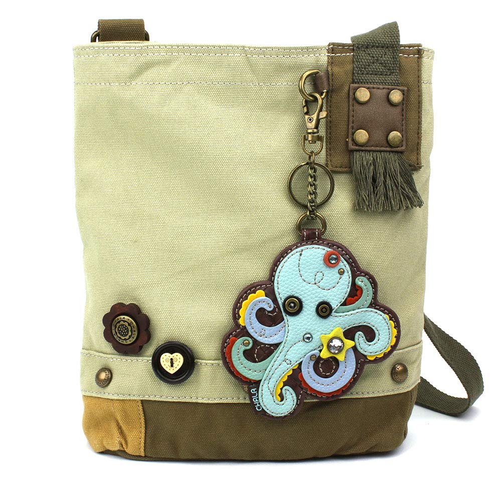 CHALA Patch Cross-Body Women Handbag, Canvas Messenger Bag Olive, Metal Charming Cross - Oliv, Medium — view 18