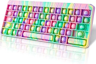 Silicone Keyboard Push Pop Fidget Sensory Toy Multicolor Large Size Typing Learning Squeeze Hand Fidget Stress Reducer Anxiety Relief Bubble Popper for Kids & Adults (Macaron Tie-Dye)