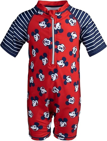 Disney Mickey Mouse Baby Zip Up Swim Sunsuit Newborn to Toddler