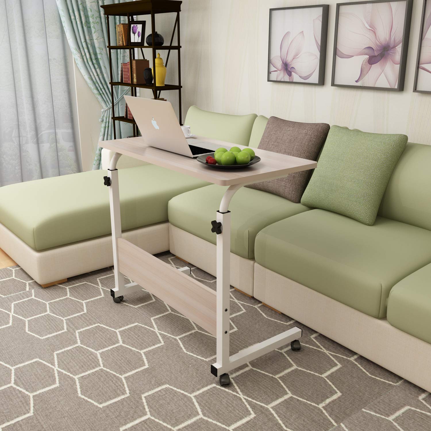 Leadtry Height Adjustable Standing Desk,Modern Simple Style Laptop Table,Table Workstation Mobile Desk,Maple,80x40cm