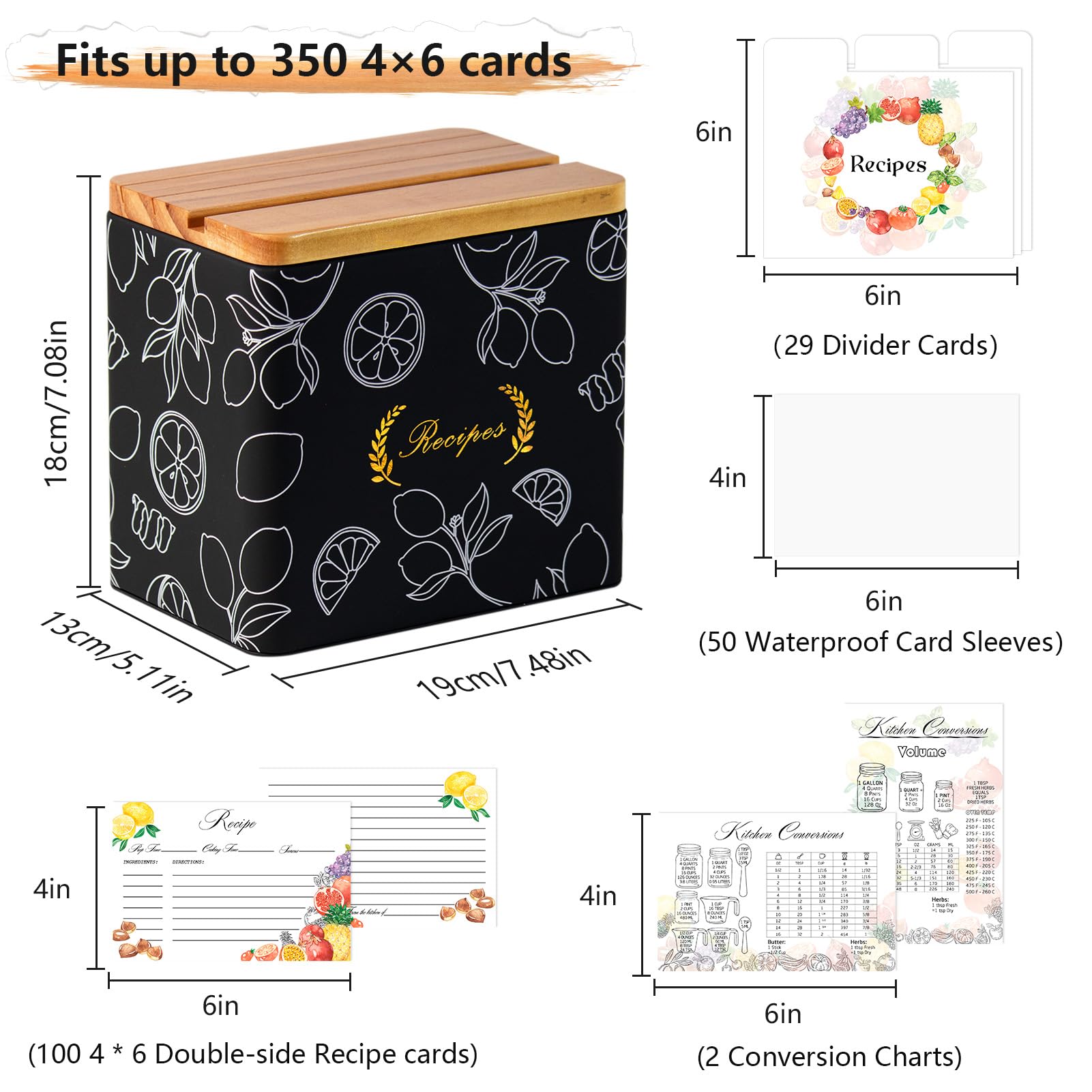 Recipe Box with Cards & Dividers - Wedding Gift -3 Recipe Box with Cards & Dividers - Wedding Gift -3