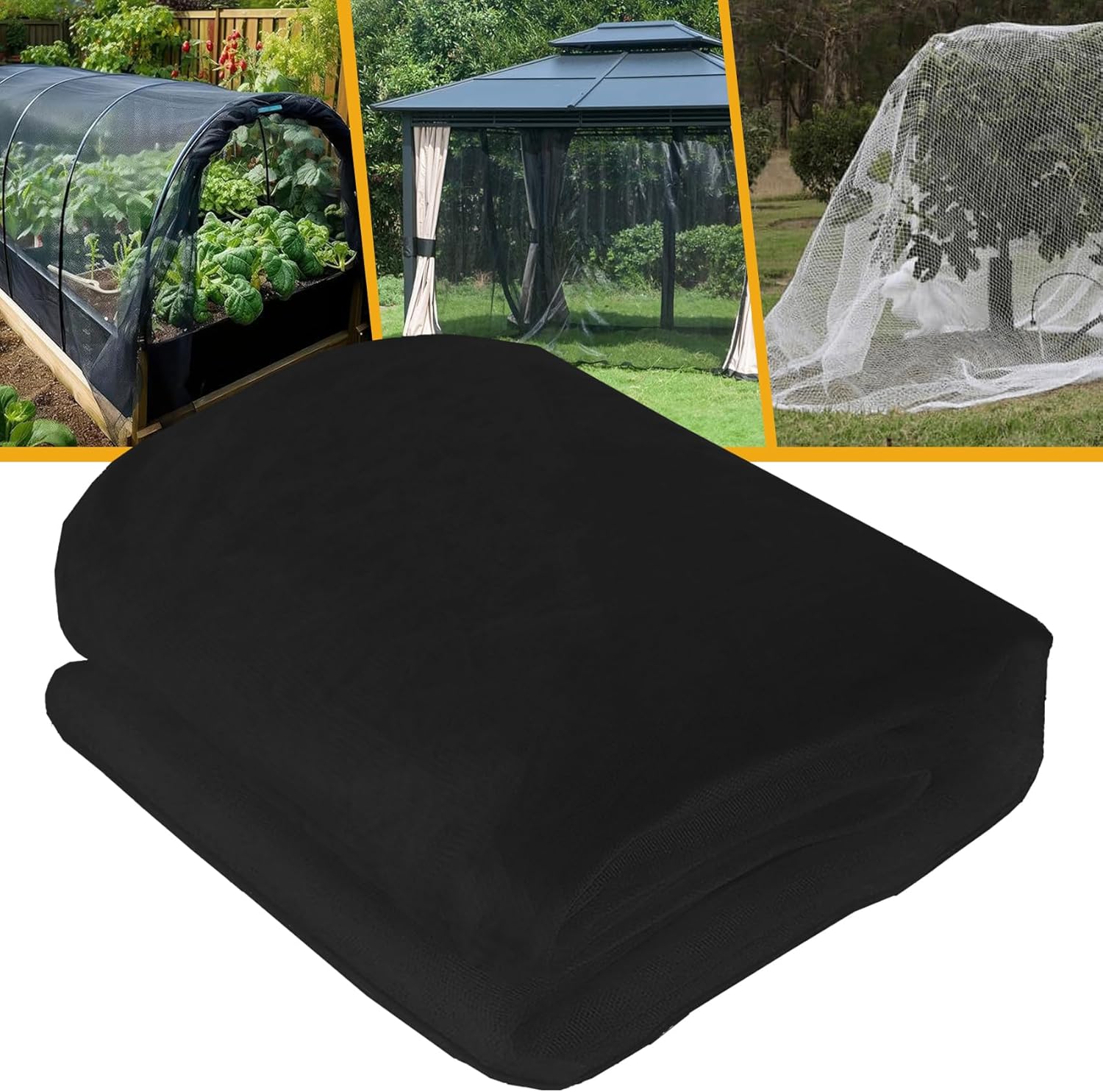 Garden Mosquito Netting 10 x 39 Ft – 1mm Fine Mesh Pest Barrier for Plants, Fruit Trees & Vegetables – Breathable 40D Polyester Netting for Patio, Balcony & Outdoor Use (Black)