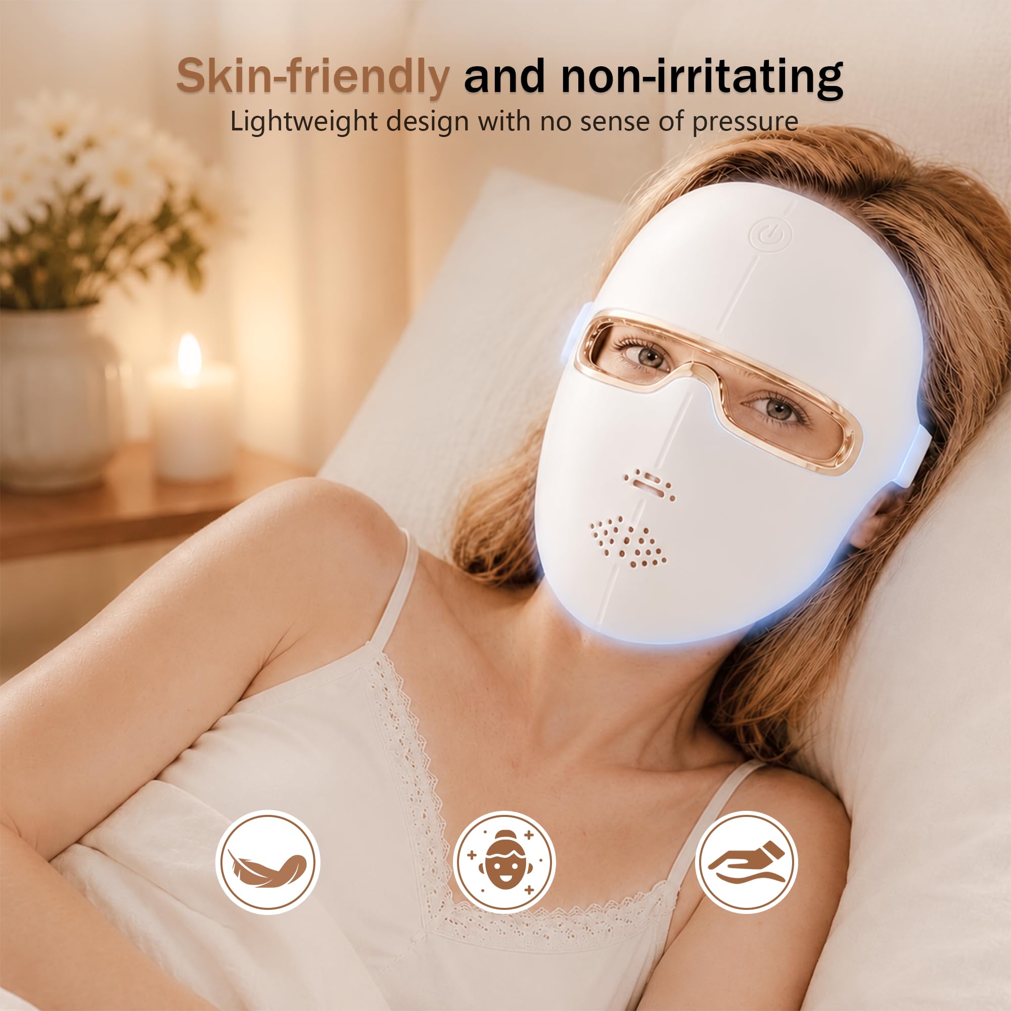Red Light Therapy Mask for Face, 850nmNIR Treats Acne & Wrinkles