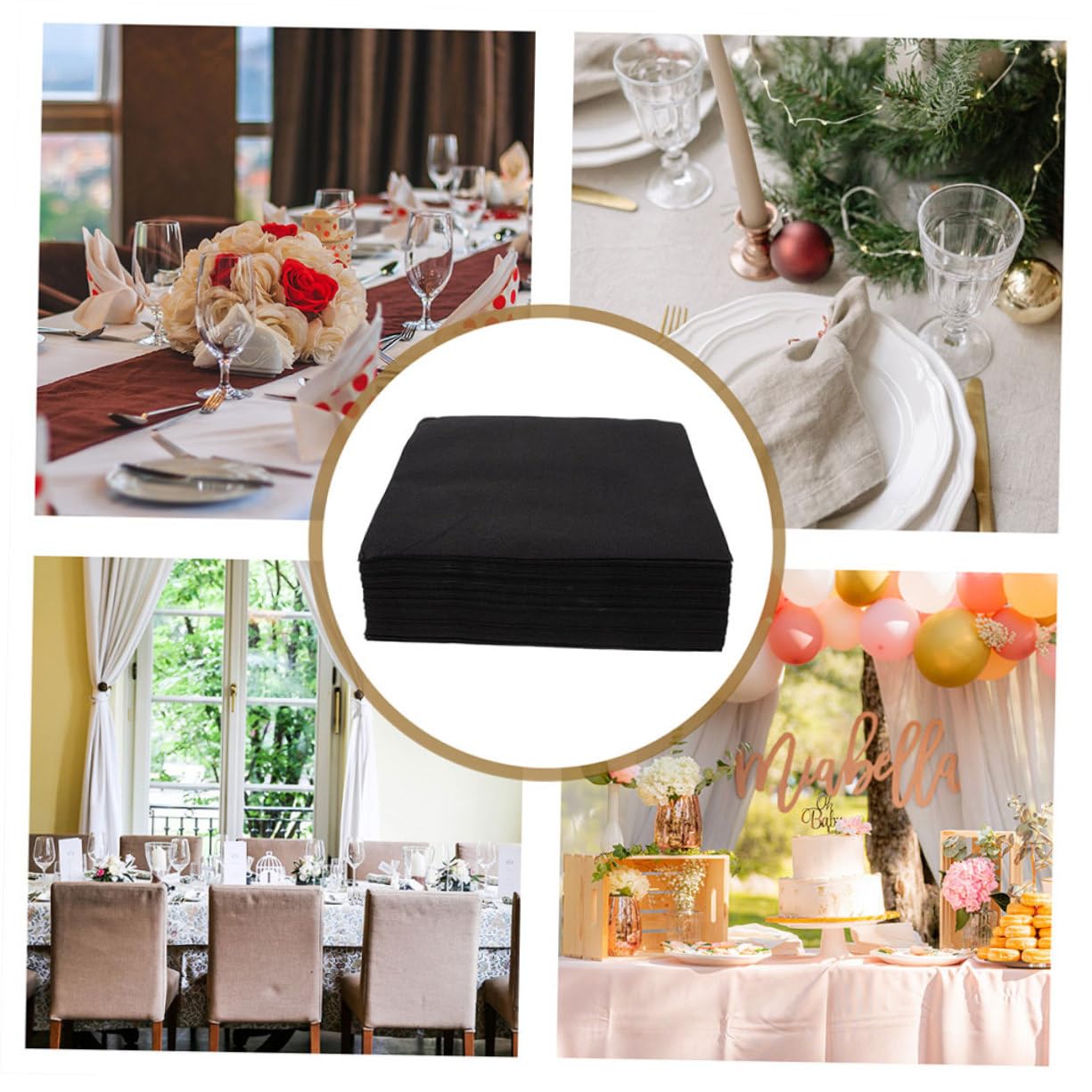 100 Schwarze Papierservietten Elegante Schreibtischservietten mit Dicker Ausführung Hautfreundlich und Auslaufsicher für Dinner und Treffen