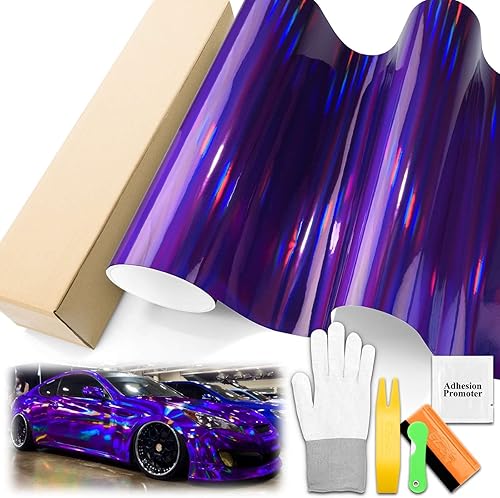 Miniatura 1 de Kit de herramientas holográfico de vinilo cromado para automóvil, motocicleta, barco, 36 x 60 pulgadas (3 x 5 pies)