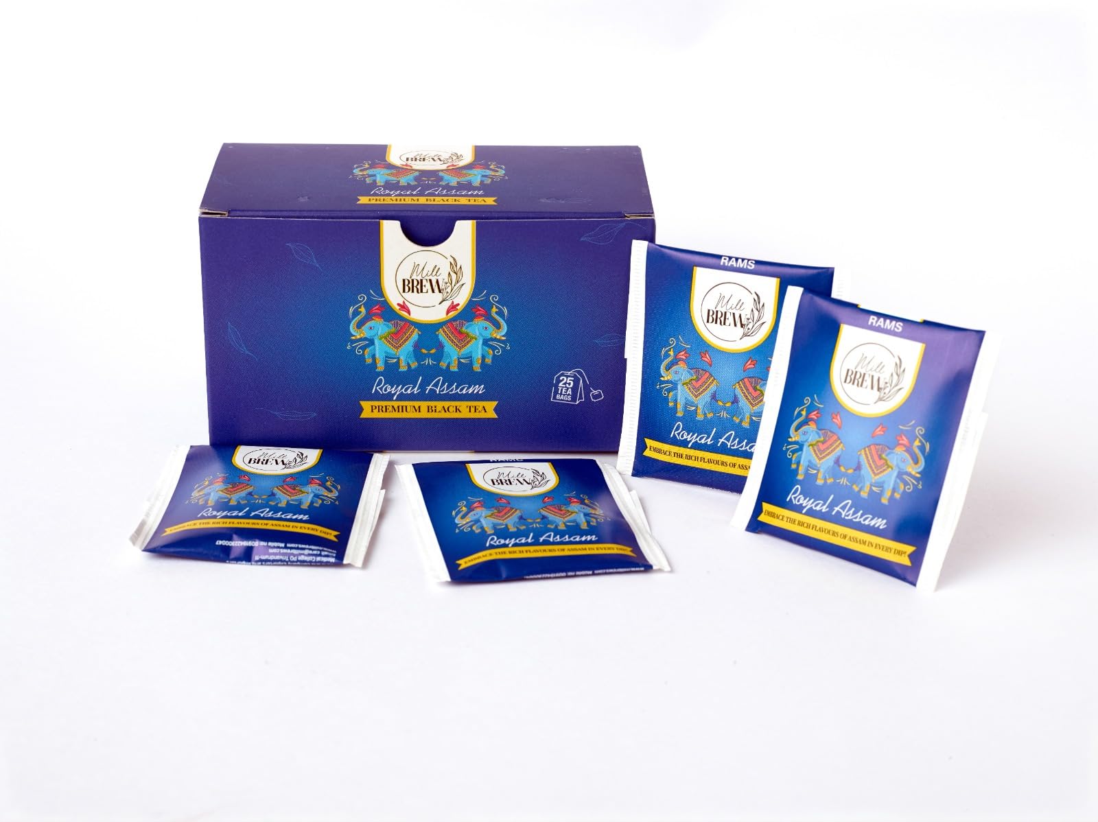 Mill Brew Royal Assam Premium Black Tea With Special Maisa Tea Bags | Strong - Flavourful - Aromatic Blend Perfect For a Bold and Refreshing Brew - 25 Mini Packets in 1 Box