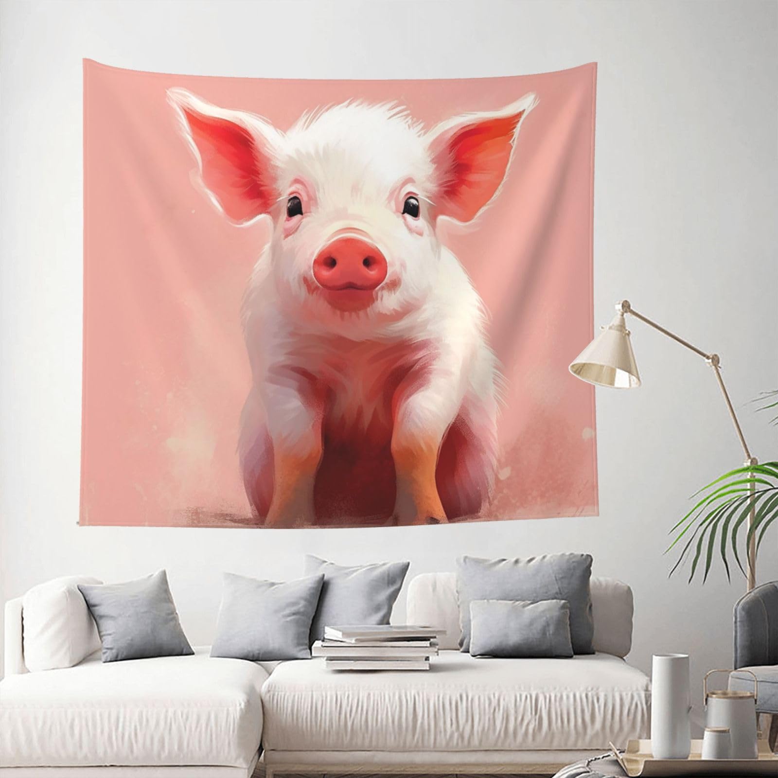 MXDLKSWPOH Tapestry 152x130 cm Art Wall Hanging for Living Room Modern Soft Aesthetic Tapestries Poster Hand Drawn Pig Tapestry Home Decoration Large Wall Tapestries for Bedroom Dorm Decor