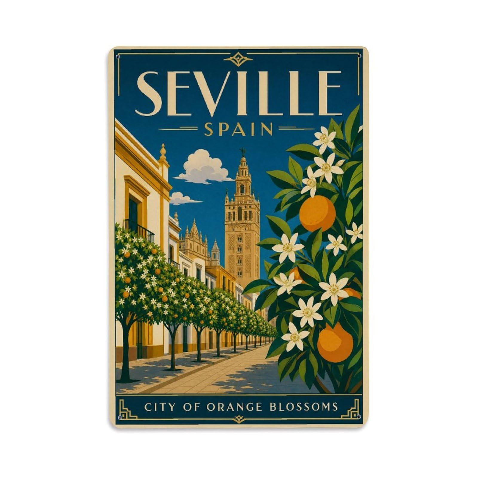 Metal Tin Sign Spain Seville Vintage Travel