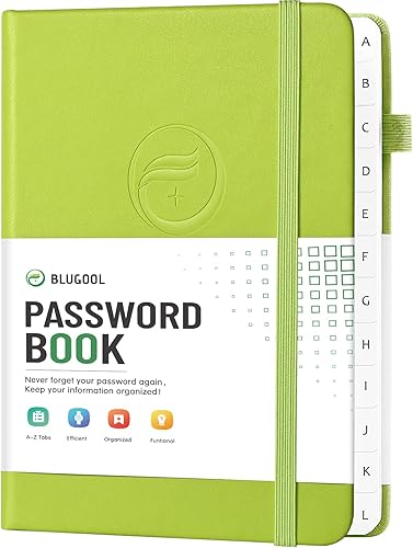 Libro de contraseñas con pestañas alfabéticas, protector de contraseñas de tapa dura, organizador de cuadernos de contraseñas para computadora y