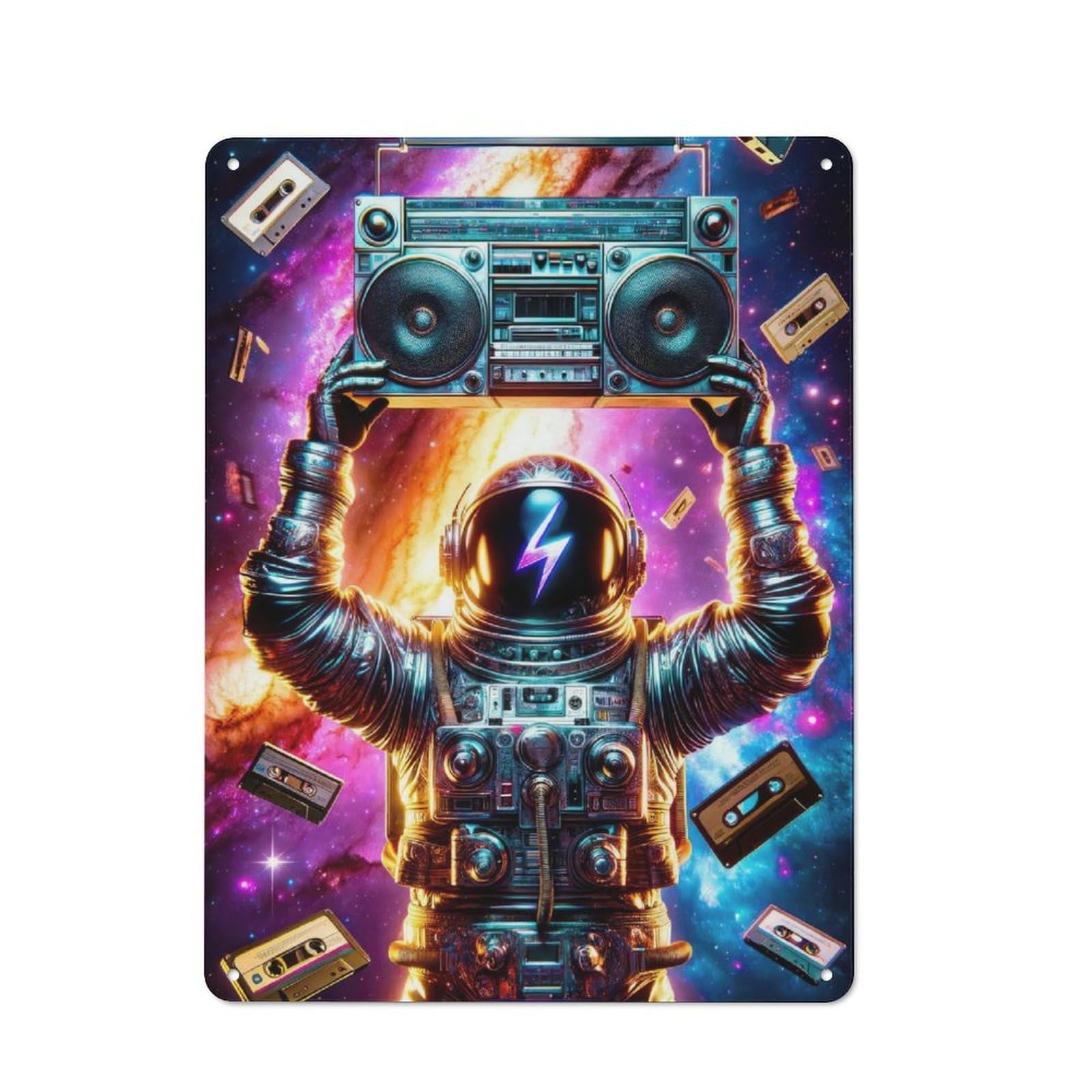 Junmoney Space Music Z Tin Sign 40X30cm With For Workshop Wall, Rustic Decor, Suited To Workshop Decor Fans
