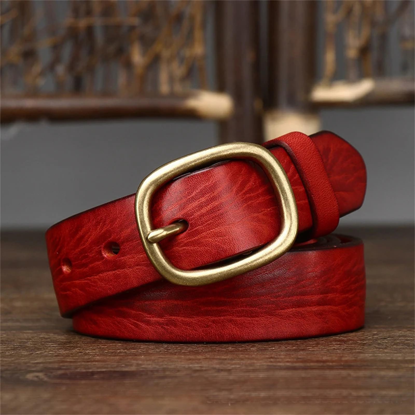 Cinturón De Cuero Grueso Retro Para Mujer, Hebilla De Pin De Cobre, Cinturón Vaquero De Piel De Vaca, Correa De Cintura Para Chica Y Mujer, 2,8 Cm