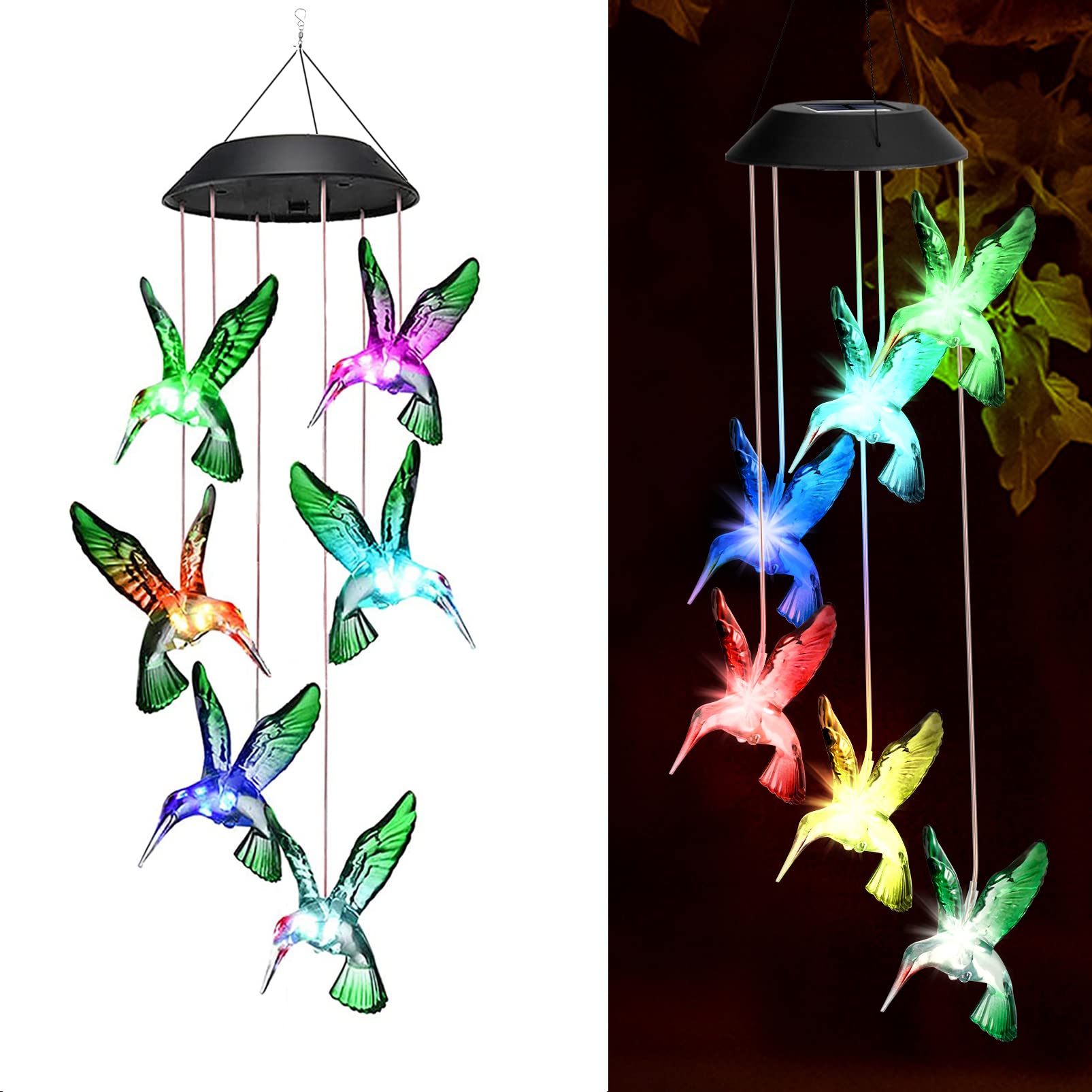 Hummingbird Wind Chimes Outdoor Decoration - Solar Wind Chimes Birthday Gifts for Mom Grandma,Windchimes Decor for Outside Yard Patio Porch Garden Backyard - IP65 Waterproof