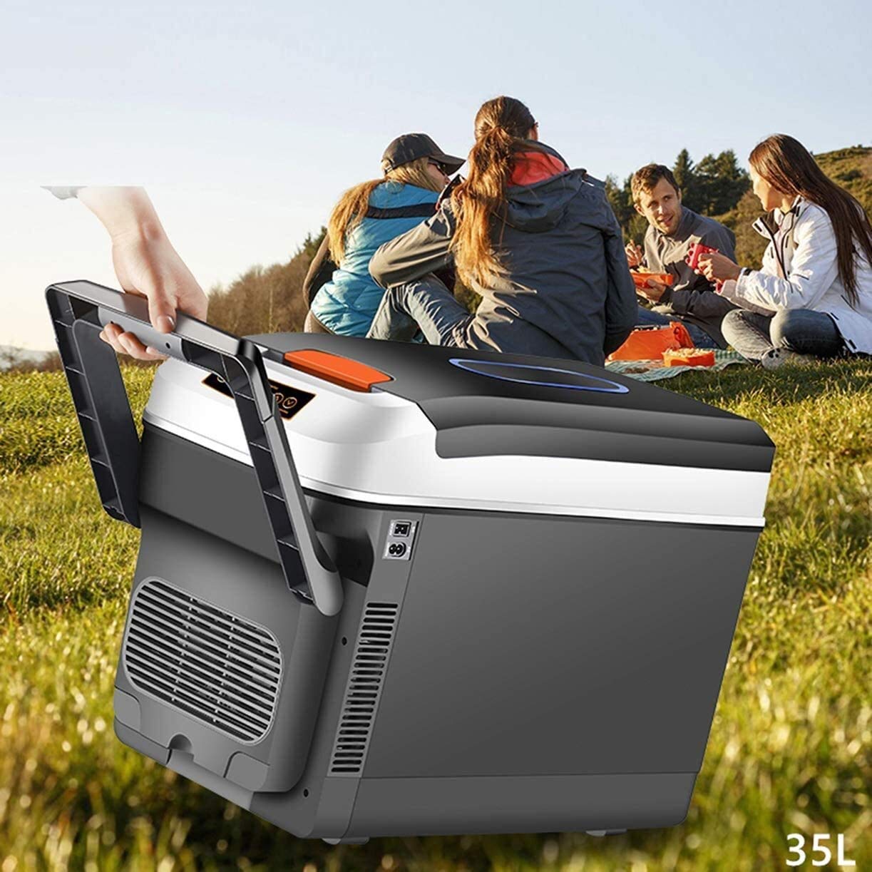 Mini Frigorifero per Auto, Frigorifero Portatile con congelatore da 35 Litri, Frigorifero Compatto per refrigerazione Dual-Core 12V / 24V / 220-240 V, per Auto, Camion, casa