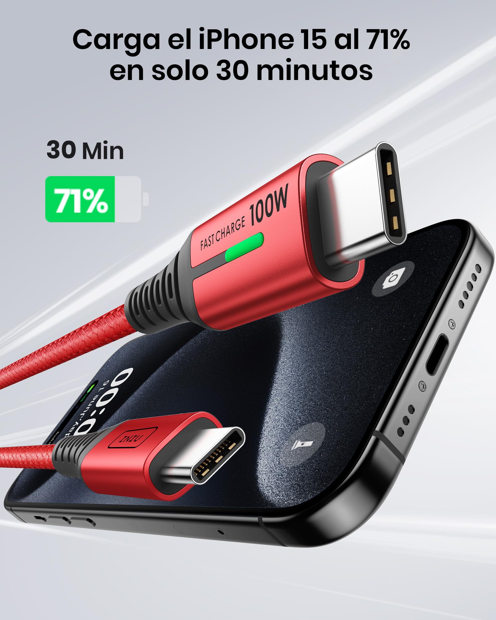 INIU Cavo USB Type-C to Type [2m+2m, Rosso] 100W PD 5A Cavo USB C USB C QC4,0 Nylon di Ricarica Rapida Tipo C a USB C compatibili con Samsung S21 S20 Note iPad MacBook Pro Huawei Xiaomi.