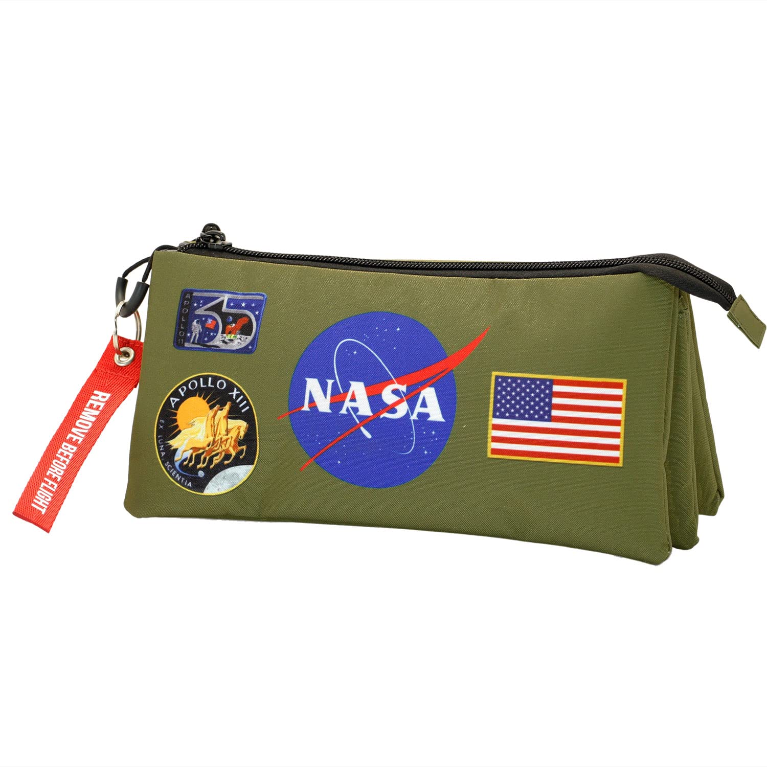 NASA Khaki-FAN Triple Pencil Case, Multicolour, 23 x 11 cm