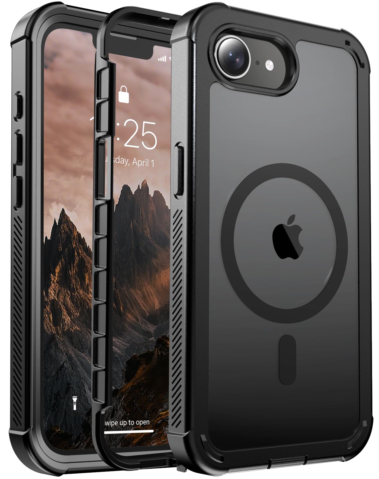 jaroco for iPhone 16e case, [Compatible with MagSafe][Military Grade Drop Protection][Heavy Duty Protection][Non-Slip][Shockproof] with 2-Layer Durable Bumper Phone Case 6.1''-Black