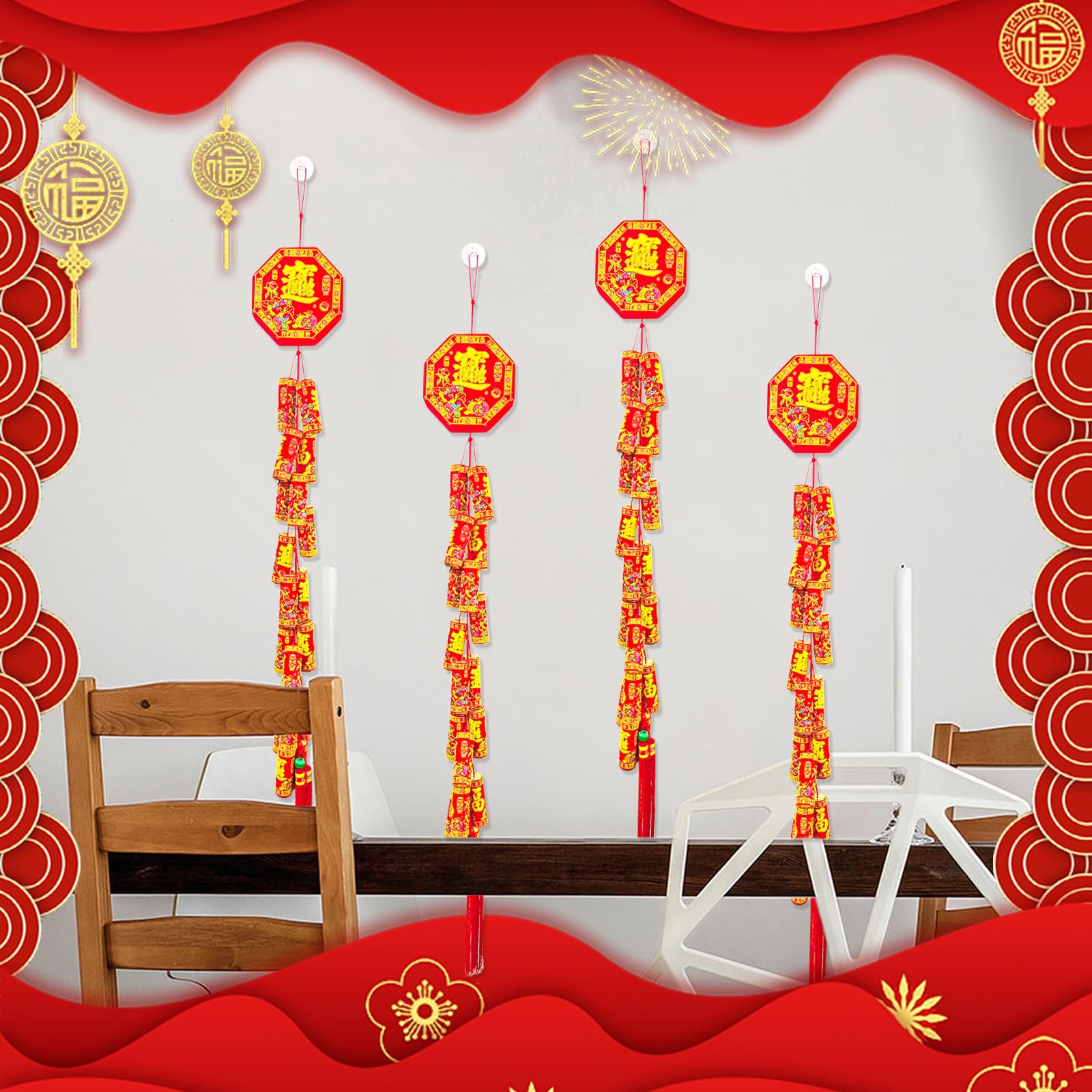 2024 太陰龍年ドアサイン - 旧正月装飾 - 春節吊り下げ飾り - 窓と誕生日のお祝い用 2 個(Joy) Amazon.co.jp: 2024年  中国の旧正月吊り下げ装飾 1.5M ドラゴンの年 大型爆竹装飾 春 お祭り オーナメント アジア 伝統的な結び目 爆竹 パーティー サプライ ホーム  ドア 壁 ..., image size:1600x1600