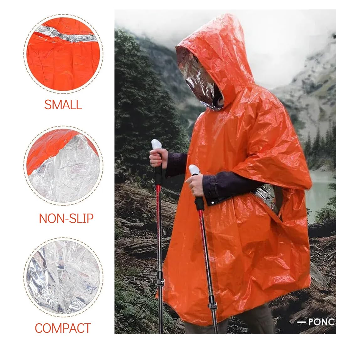 Lot de 3 Ponchos de Survie Réutilisables, Sac de Couchage d'Urgence, Couverture Isothermique, Imperméable et Isolant, Idéal pour Camping, Randonnée et Situations d'Urgence