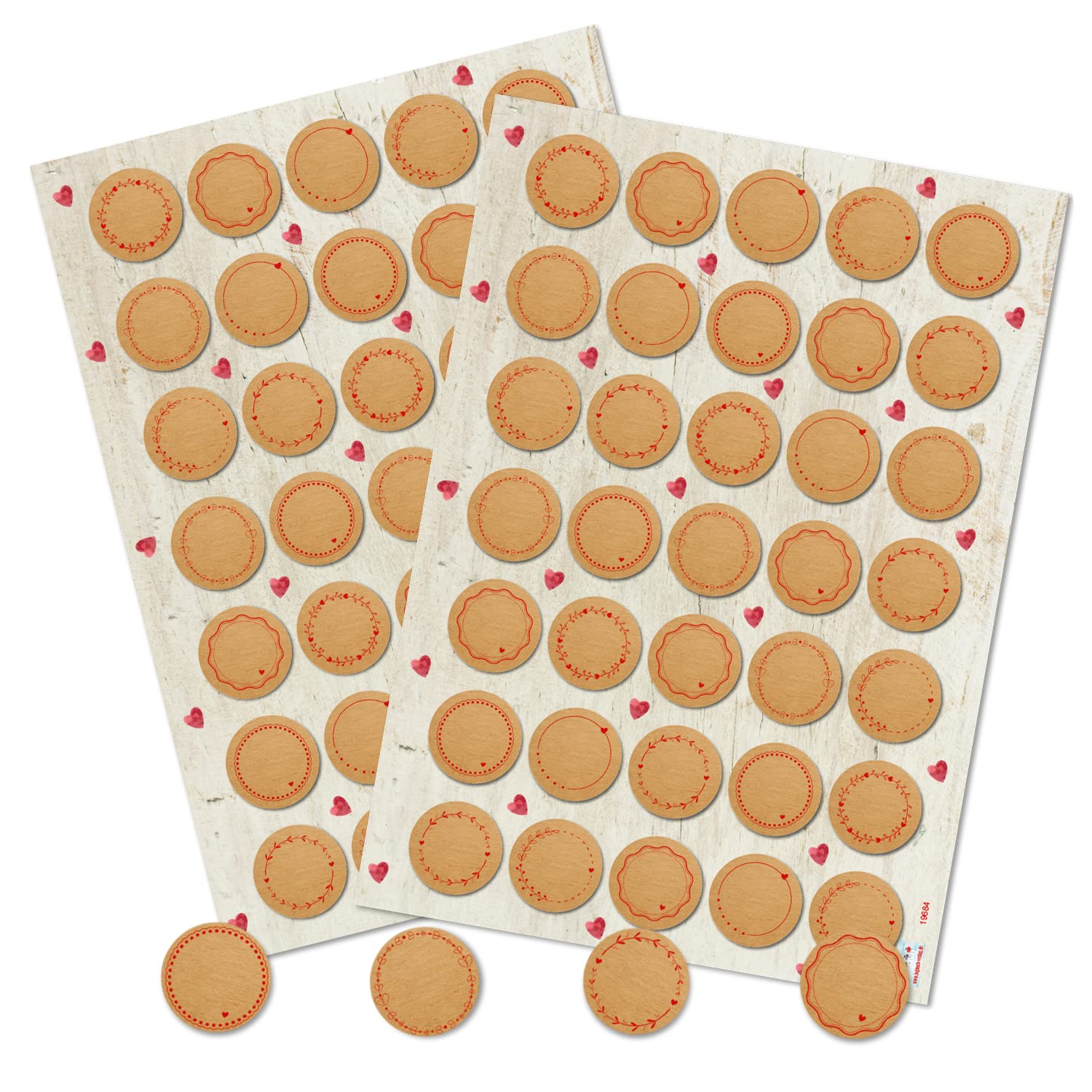 Accesorios San Valentin Logbuch-Verlag 140 Pegatinas De Felicitación Vintage Con Corazones En Color Beige, Rojo Y Gris – Para Manualidades, Decoración, Cumpleaños, Regalos, Paquete De Regalo Letras Pegatinas