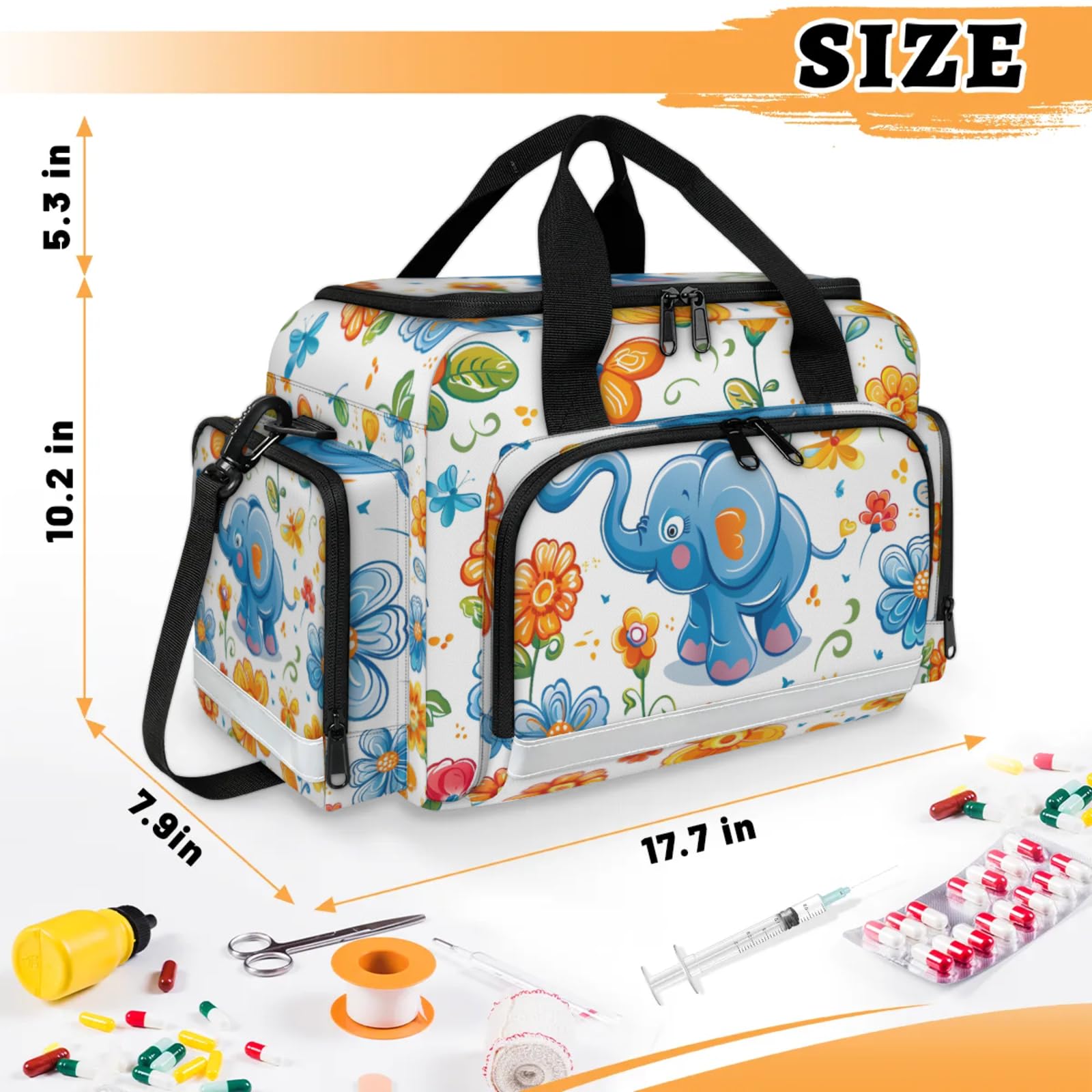 GzLeyigou First Aid Bags Empty, Intelligent Elephant Emergency Bag First Aid Kit Multiple Compartment Kit Carrier On Call Trauma Bag For Paramedics Emergency Medical Supplies Kit