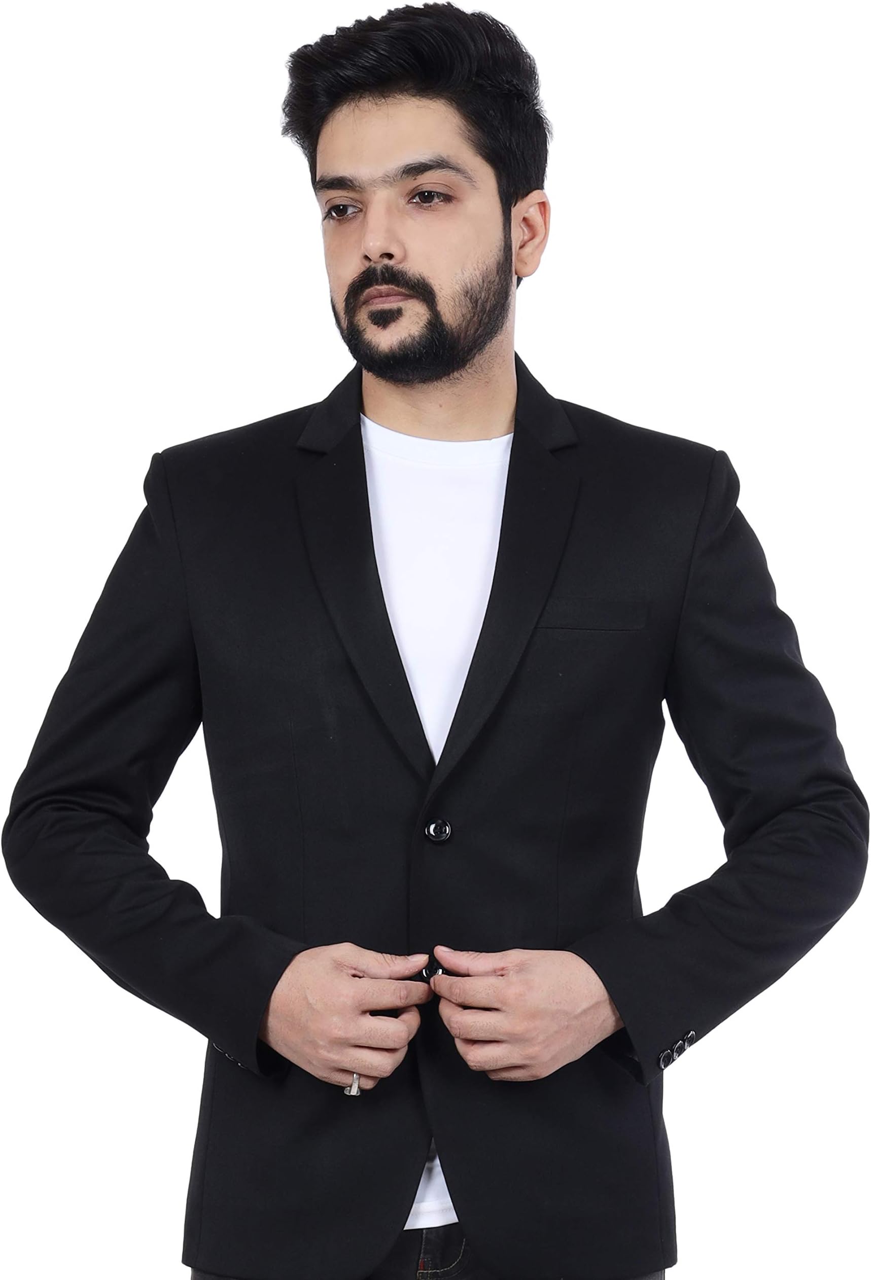 Front Row Black Color Solid Notch Lapel Full Sleeve Regular Fit Men's Blazer/Jacket (FR2012-40)