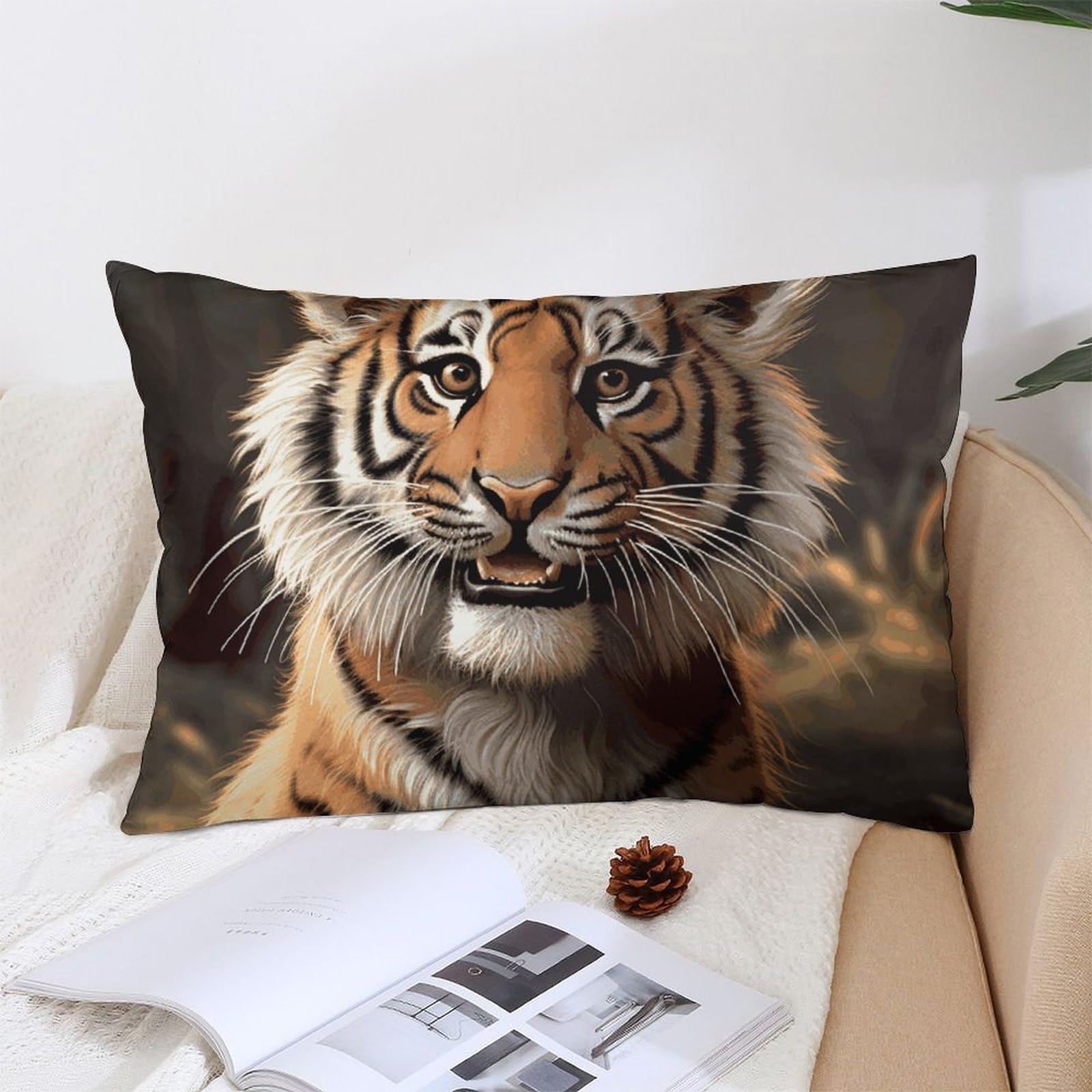 NTVOWPZO Decoration Throw Pillow Covers 12 "x20 Pillowcases Covers Cute Tiger Soft Pillowcases Modern Farmhouse Home Decor Sofa Cushions Covers for Couch Bed Living Room