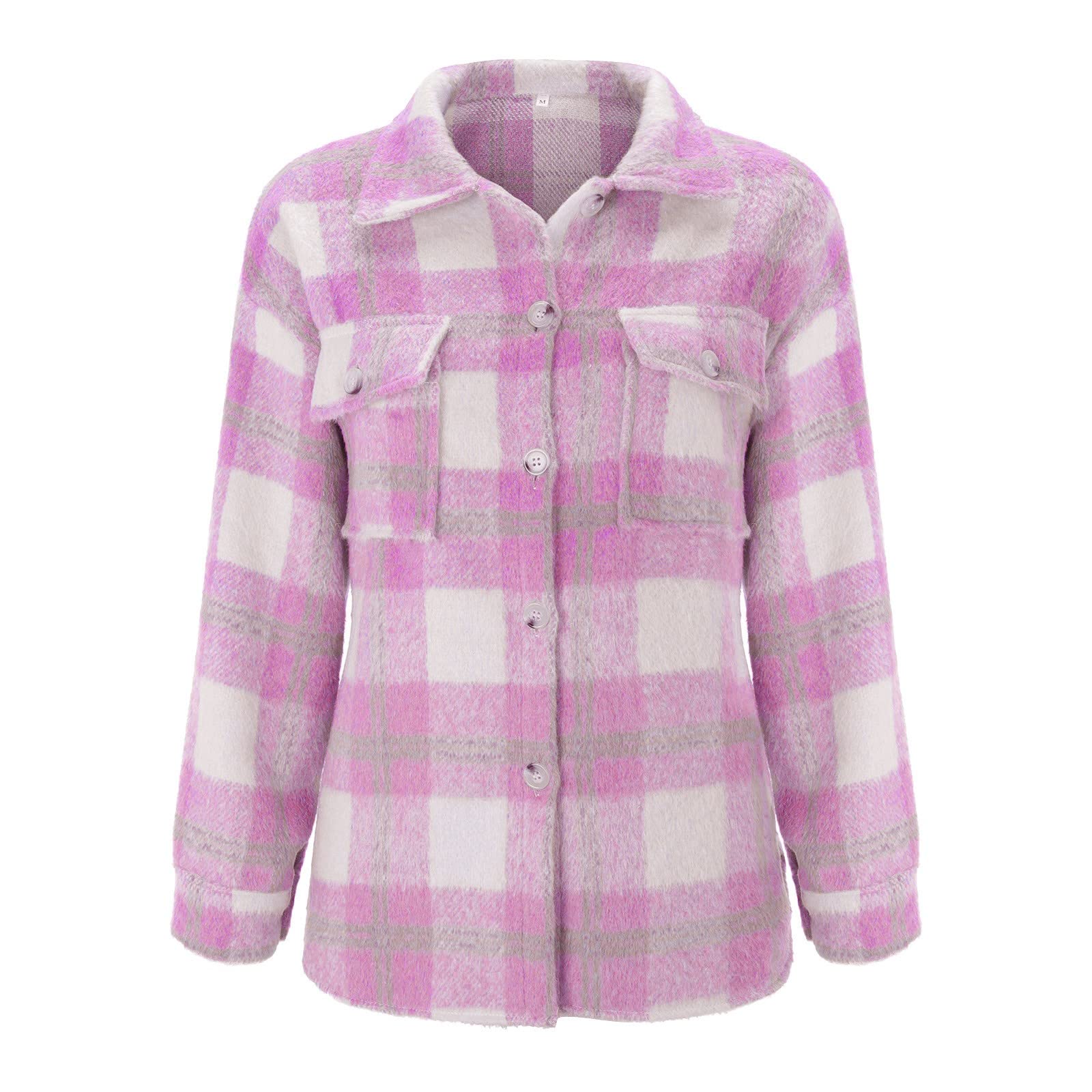 Cocila Pile Caldo Giacca da donna in flanella scozzese casual da donna Cappotto oversize con bottoni a maniche lunghe a maniche lunghe Maglioncino Firmato Cappotto Neoprene Donna