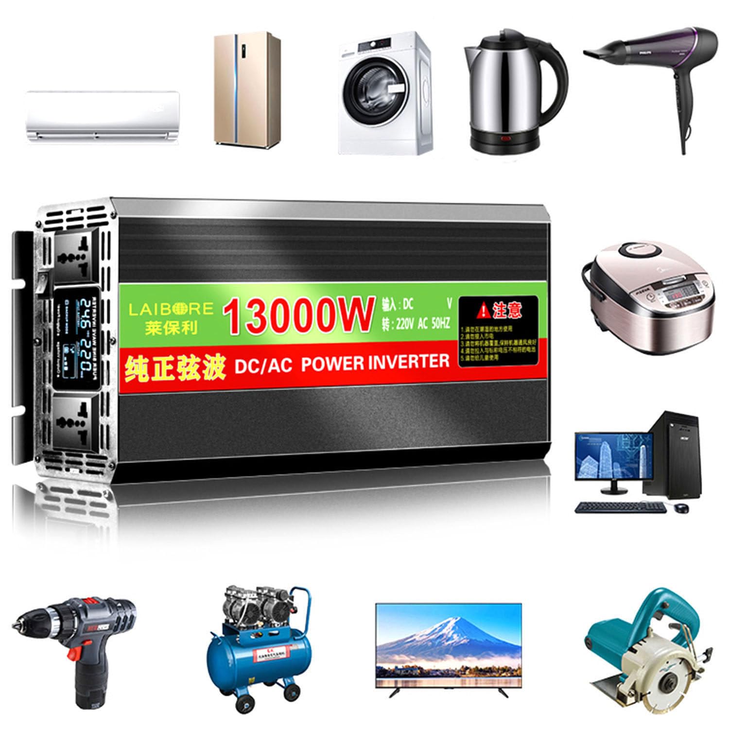 Przetwornica napięcia sinusoidalnego 2800W 3800W 5800W 6800W 7800W 8800W 10000W 13000W 18000W 20000W DC 12V 24V 48V 60V 72V do 220V 230V AC Przetwornica napięcia sinusoidalnego,7800W-12V