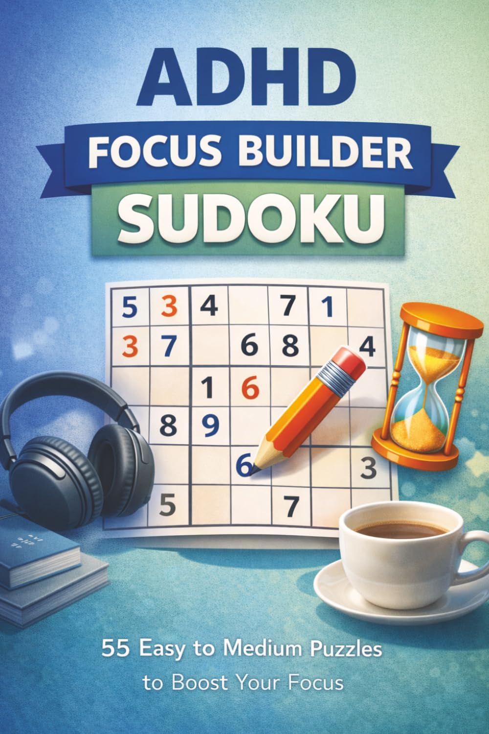 ADHD Sudoku Focus Builder Puzzle Book: 50+ Easy to Medium Puzzles Designed for ADHD | 6X9 Inches, 110 Pages | Solutions Included