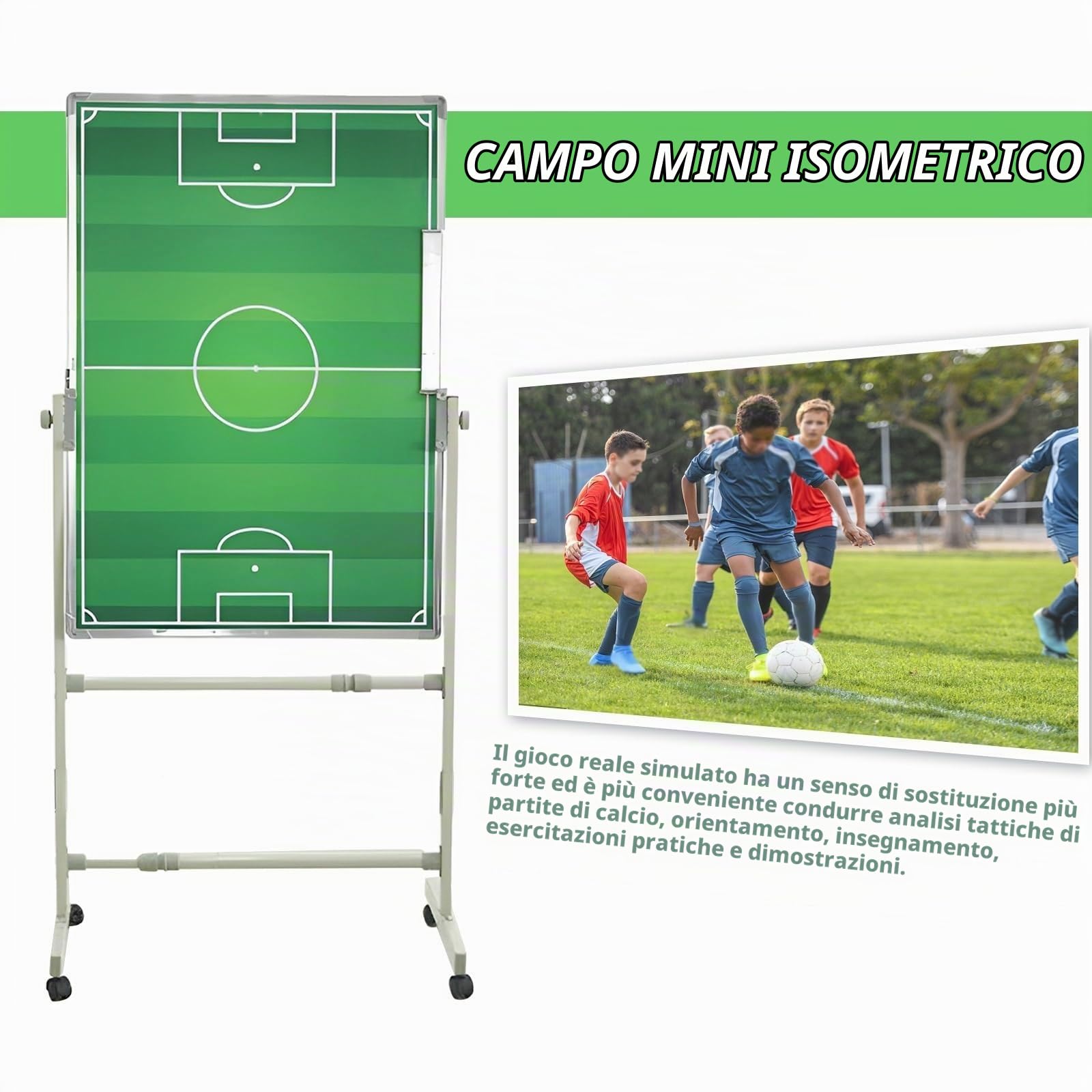 Lavagna Tattica Calcio Magnetica Grande con Cavalletto Professionale Lavagna per Allenatori di Calcio con Magneti Grande Magnetica con Ruote, per Allenamento