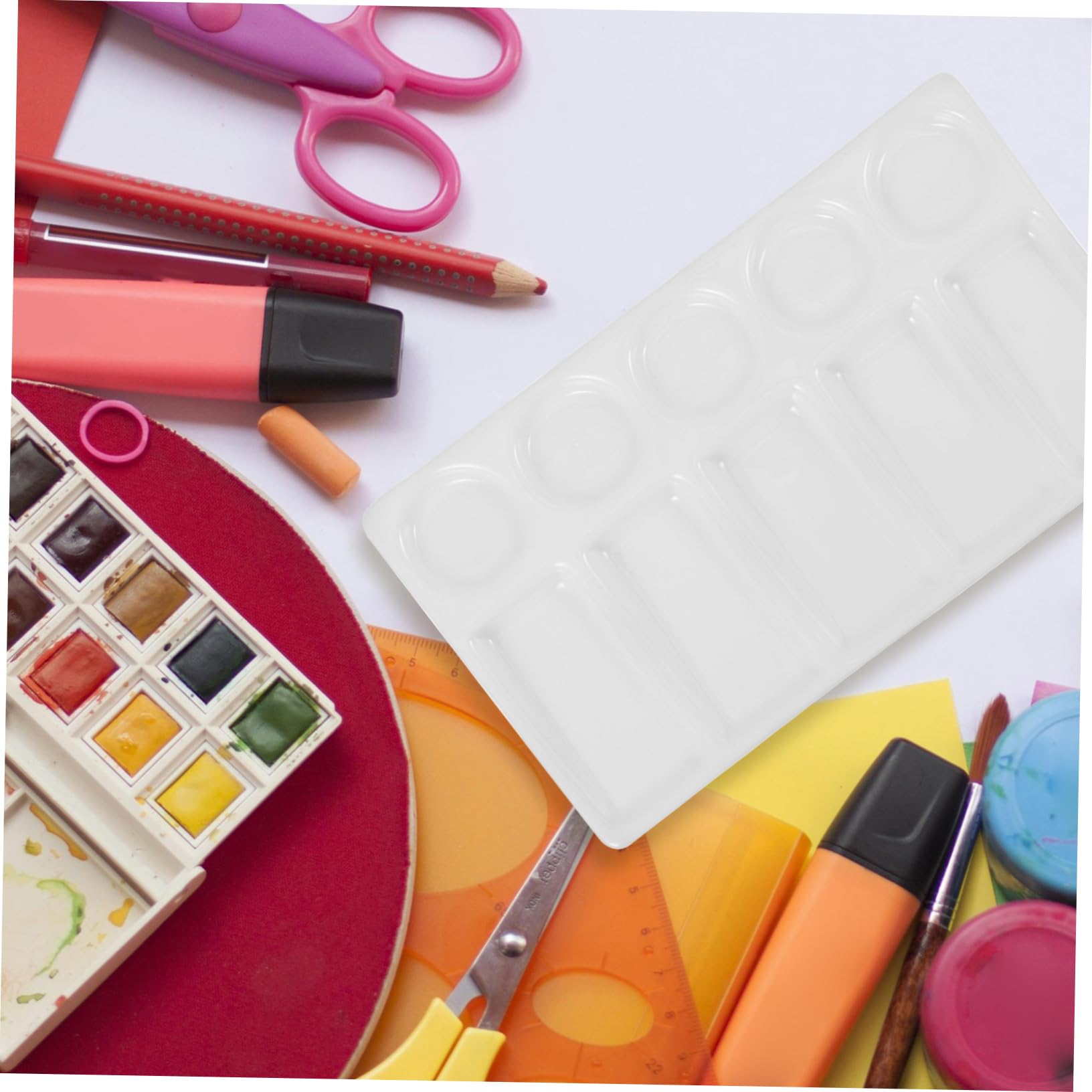 SHINEOFI Paleta de Mezcla Rectangular 10 Pozos para Acuarela y Pintura al Óleo, Superficie Antihuellas, Fácil Limpieza y Resistente a Manchas