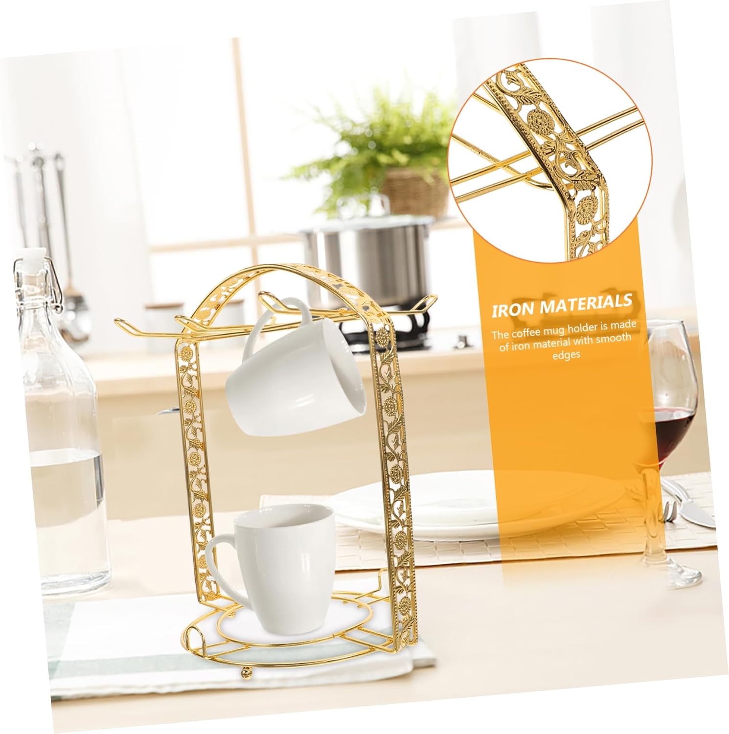 PRETYZOOM 2pcs Iron Art Cup Stand Mug Holder Bar Accessories Home Organizer Stand Coffee Cup Rack