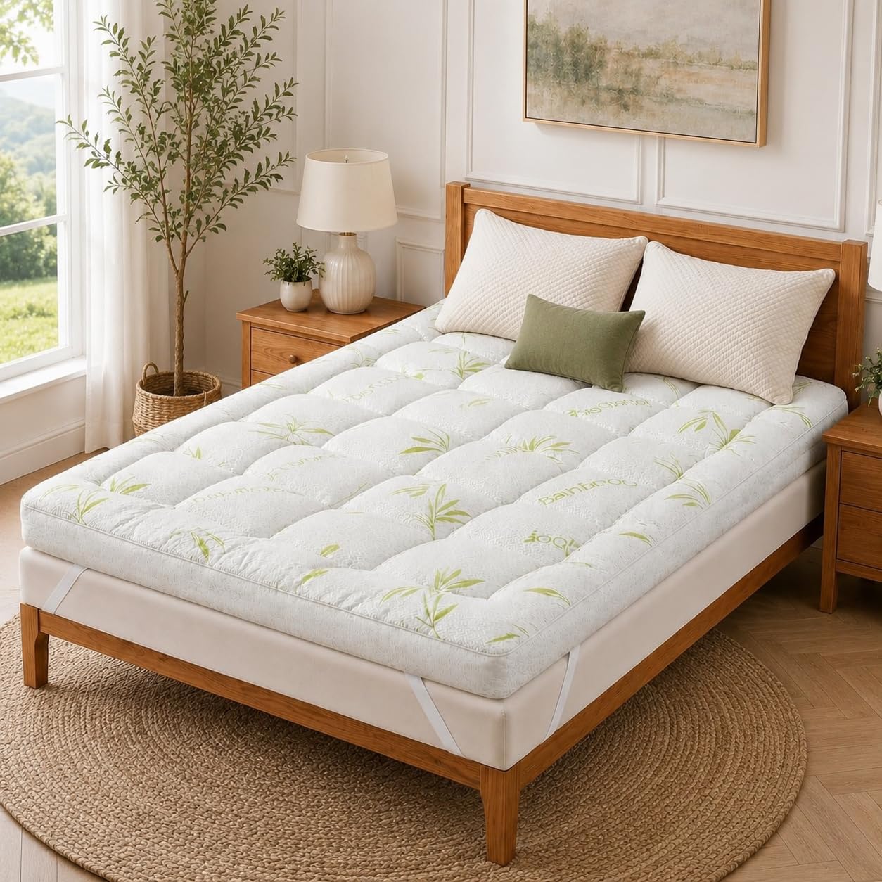 Heaven High Bamboo Mattress Topper, Double-138x190 cm, 10 cm (4 Inch)