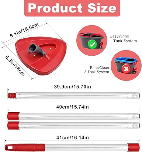 Miniatura 2 de Mango de trapeador para O Cedar, 2 bases de trapeador giratorio para Ocedar, mango de poste de fregona ajustable de 30 a 58 pulgadas y parte de base